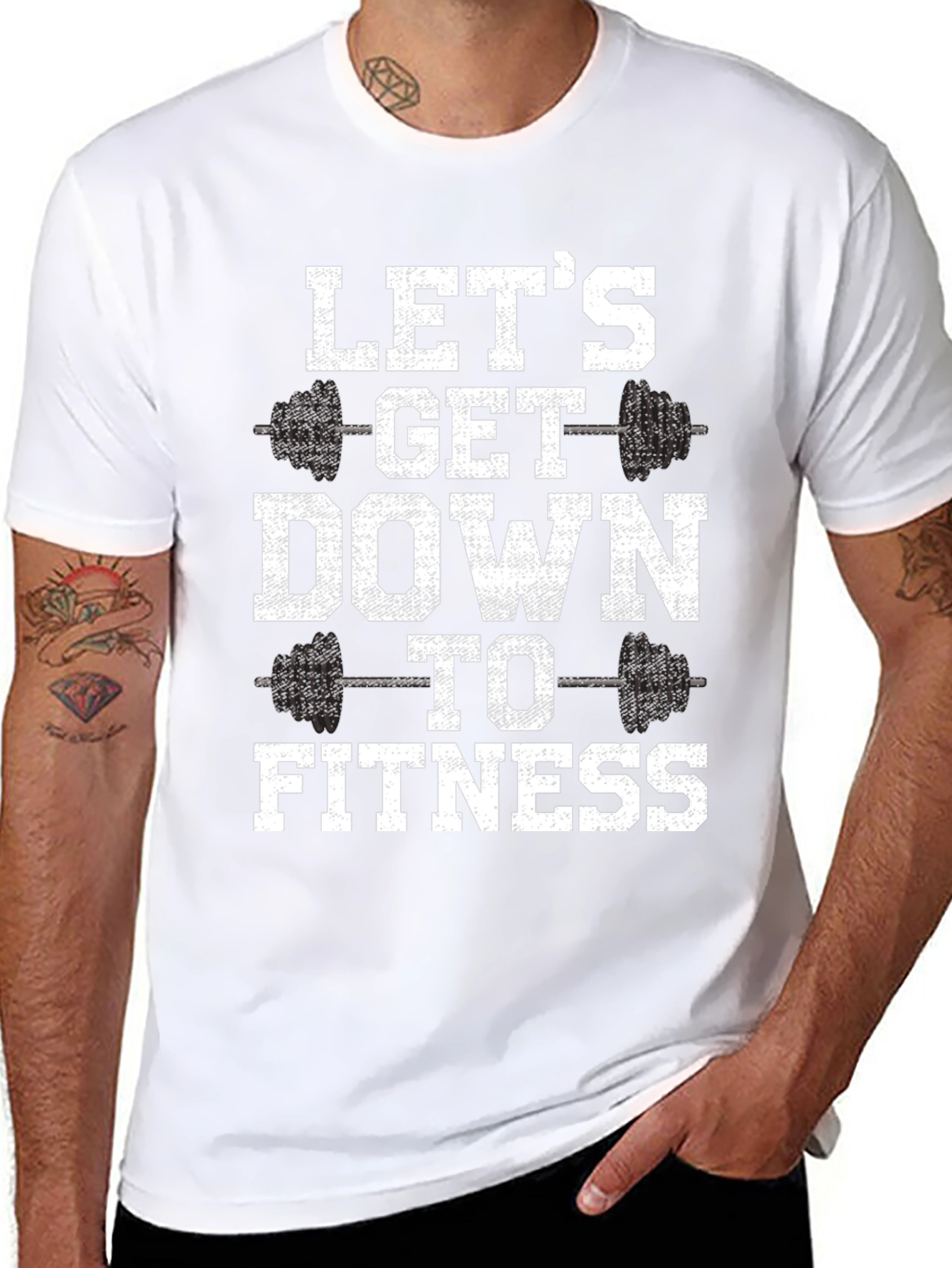 Lets Get Down to Fitness T-Shirt - Gym Workout Tee