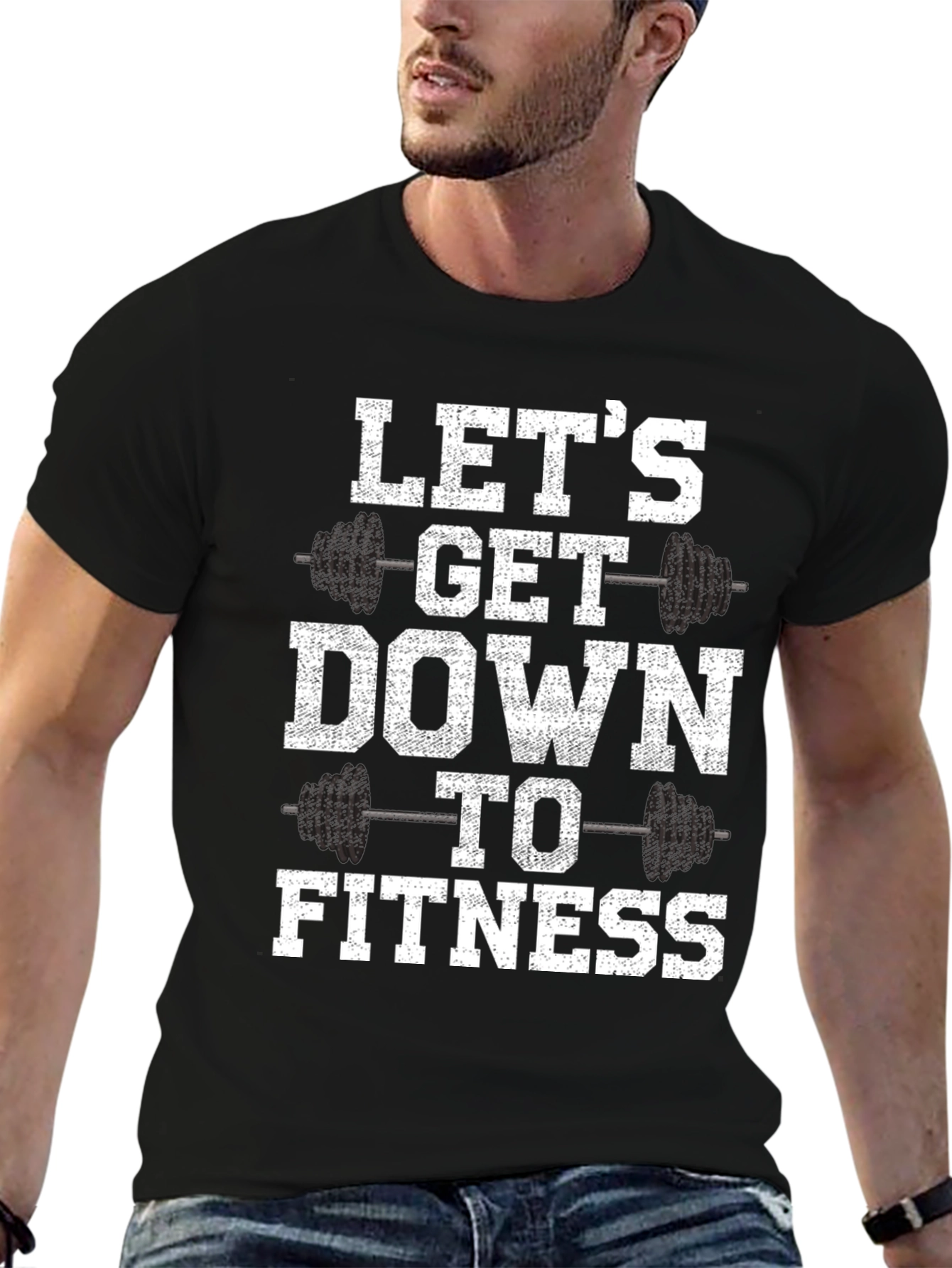 Lets Get Down to Fitness T-Shirt - Gym Workout Tee