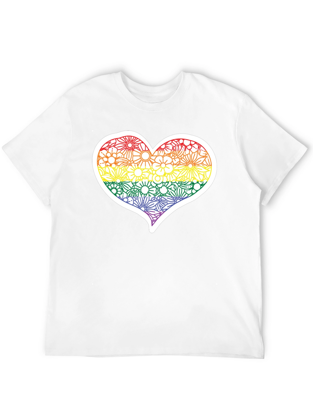 Pride Floral Heart Tee - Soft Black T-Shirt