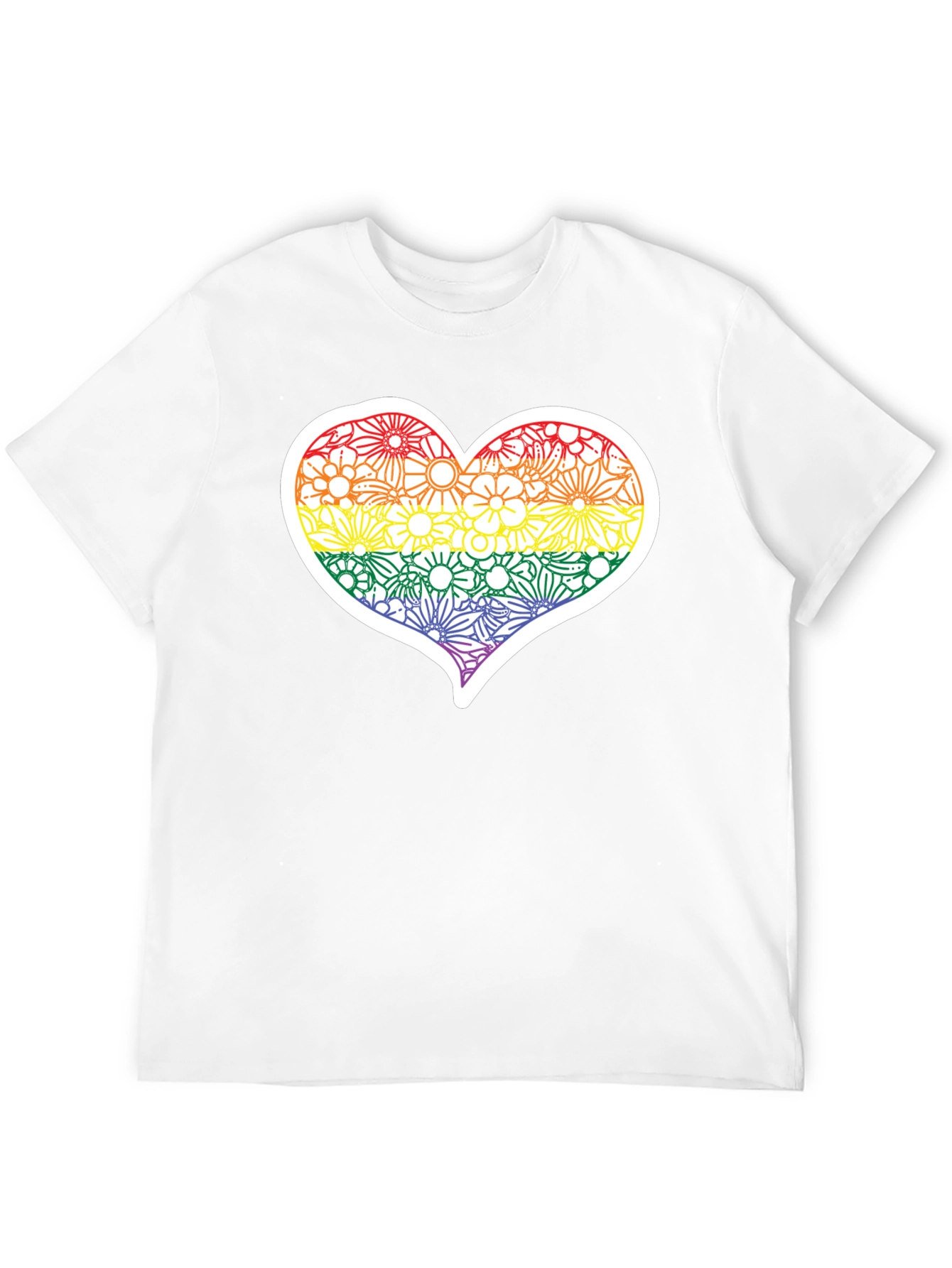 Pride Floral Heart Tee - Soft Black T-Shirt