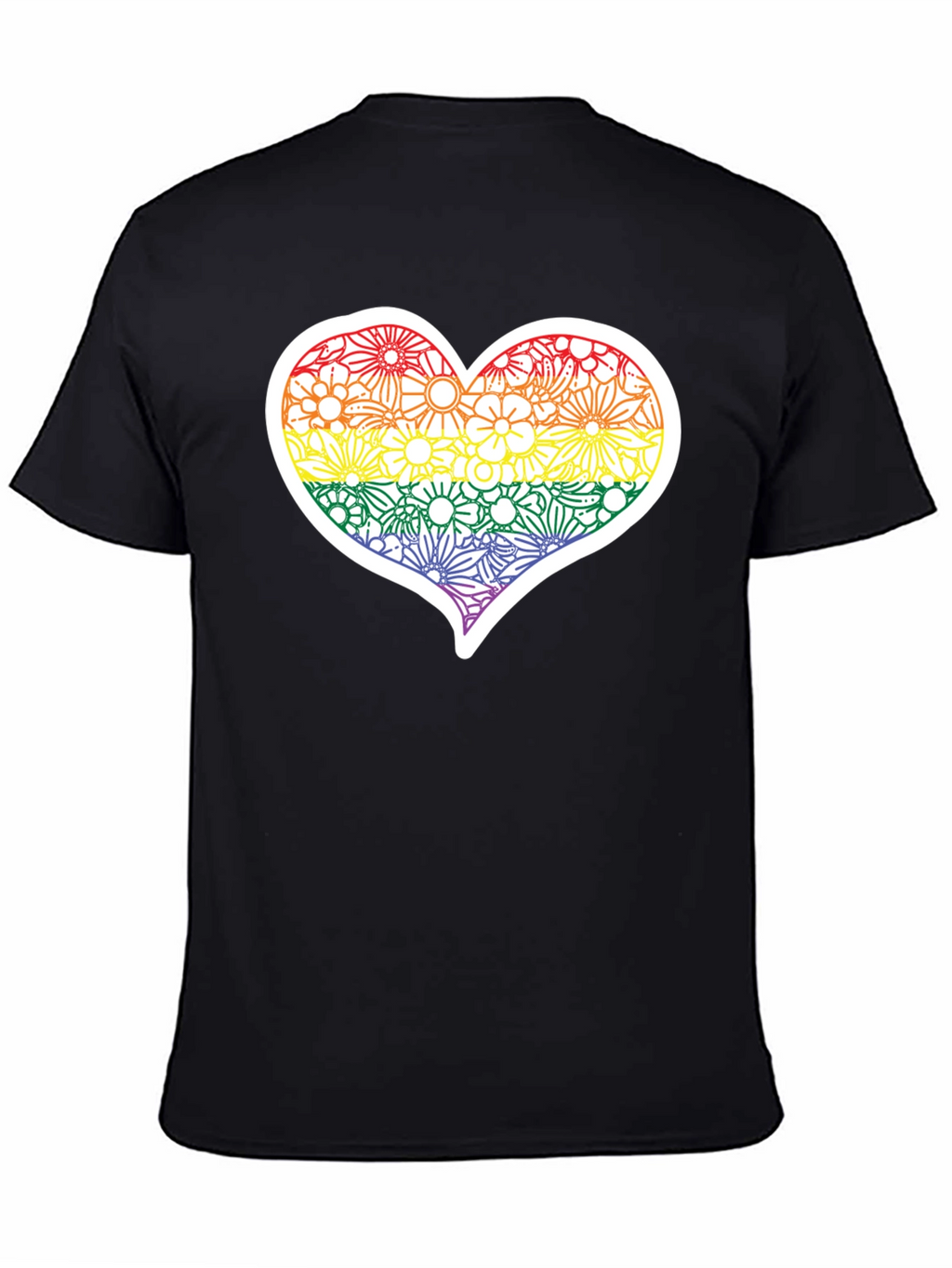 Pride Floral Heart Tee - Soft Black T-Shirt