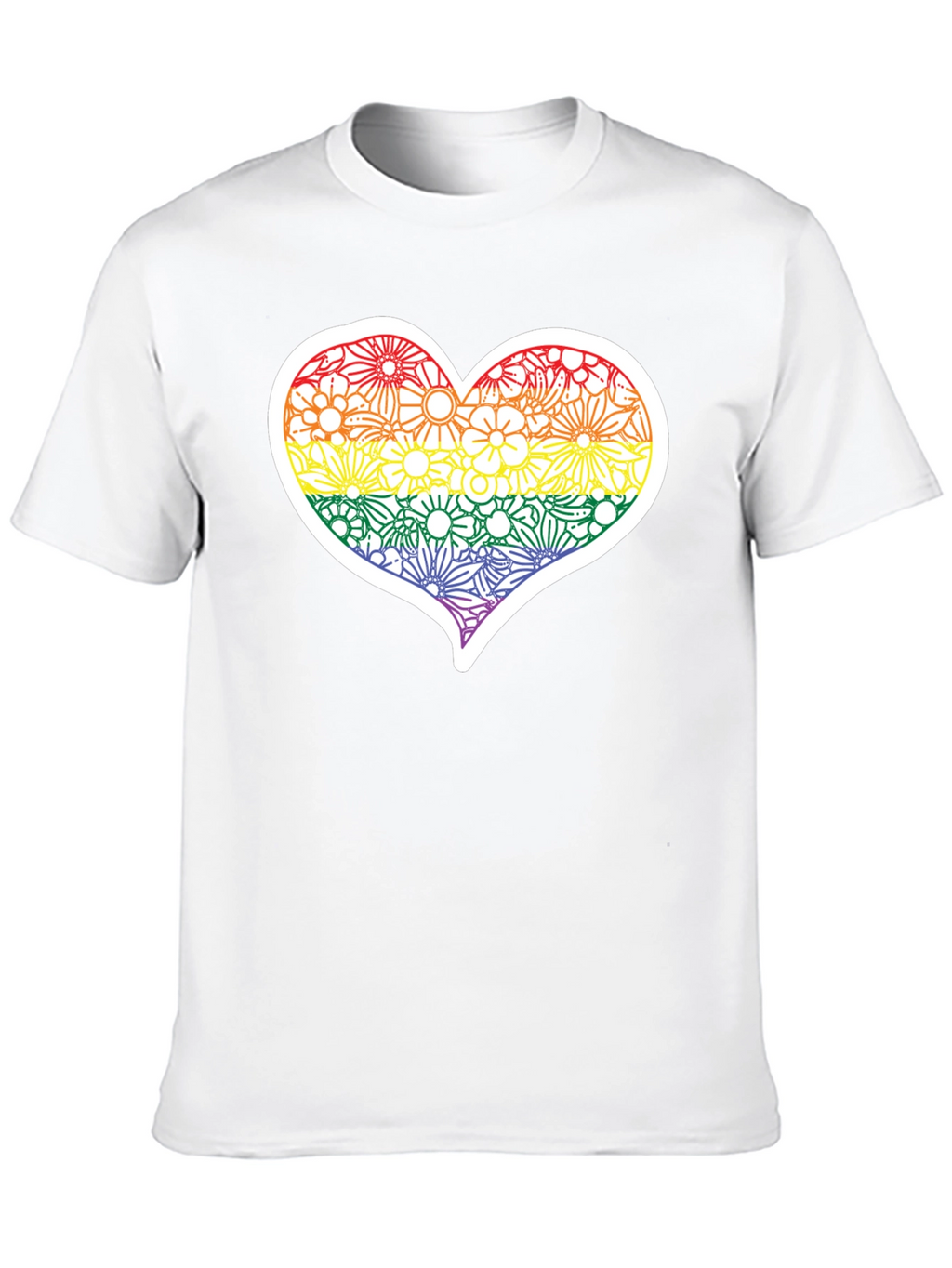 Pride Floral Heart Tee - Soft Black T-Shirt