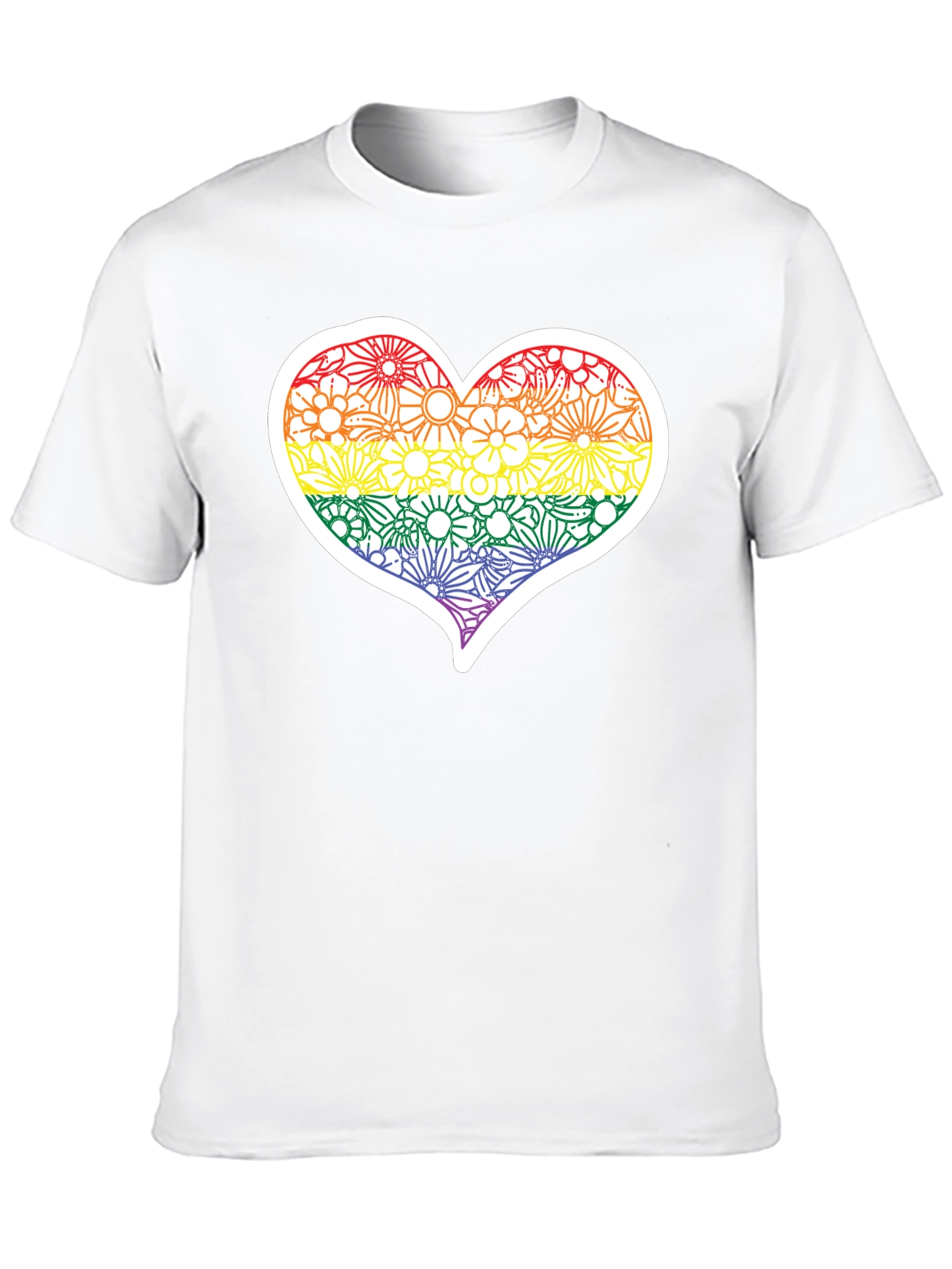 Pride Floral Heart Tee - Soft Black T-Shirt
