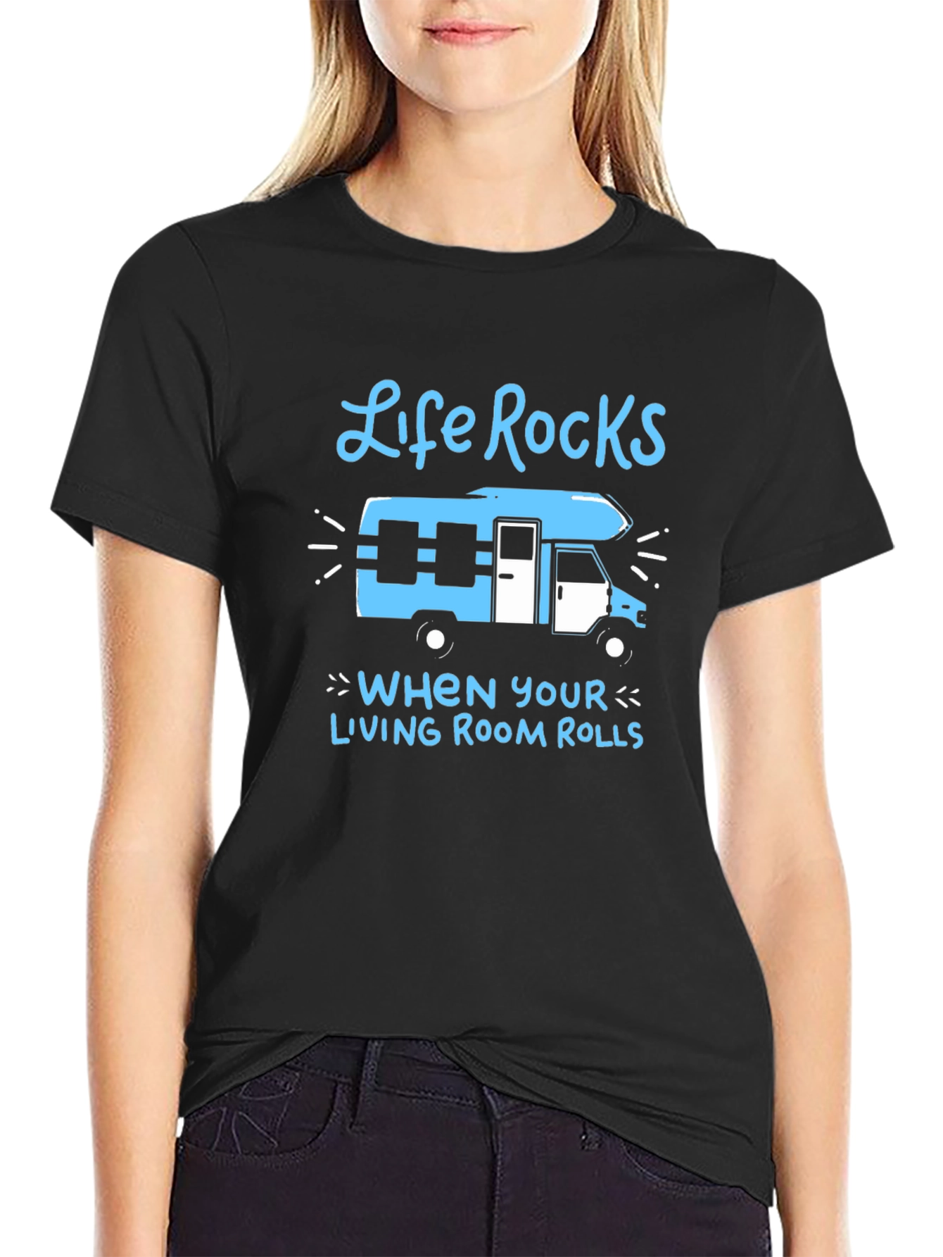 Life Rocks RV T-Shirt - Rolling Living Room Tee