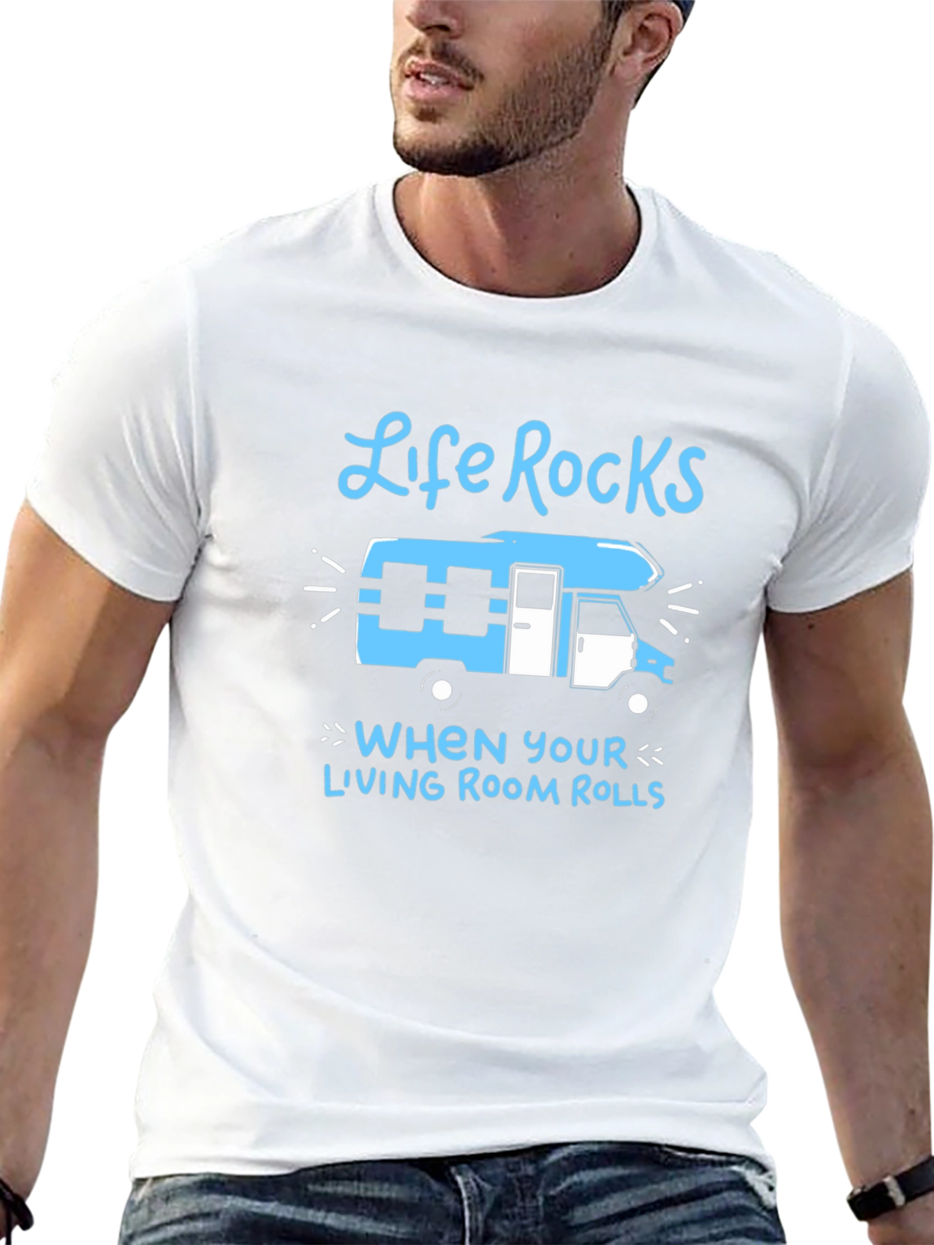 Life Rocks RV T-Shirt - Rolling Living Room Tee