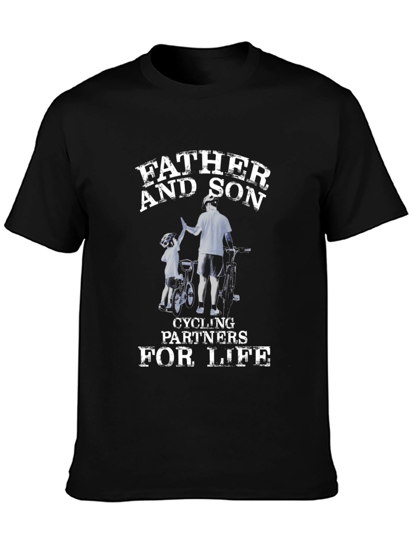 Father and Son Cycling Partners Black T-Shirt