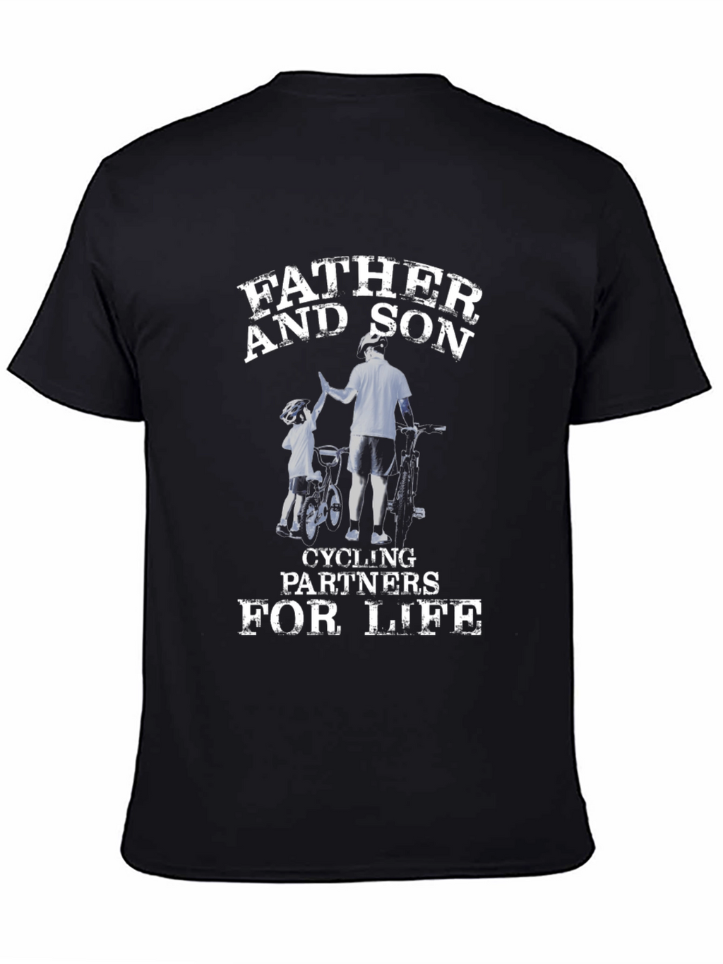 Father and Son Cycling Partners Black T-Shirt