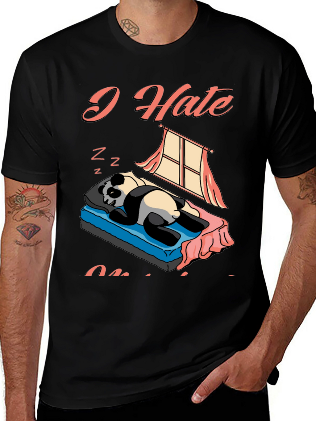 I Hate Mornings Panda Graphic Tee