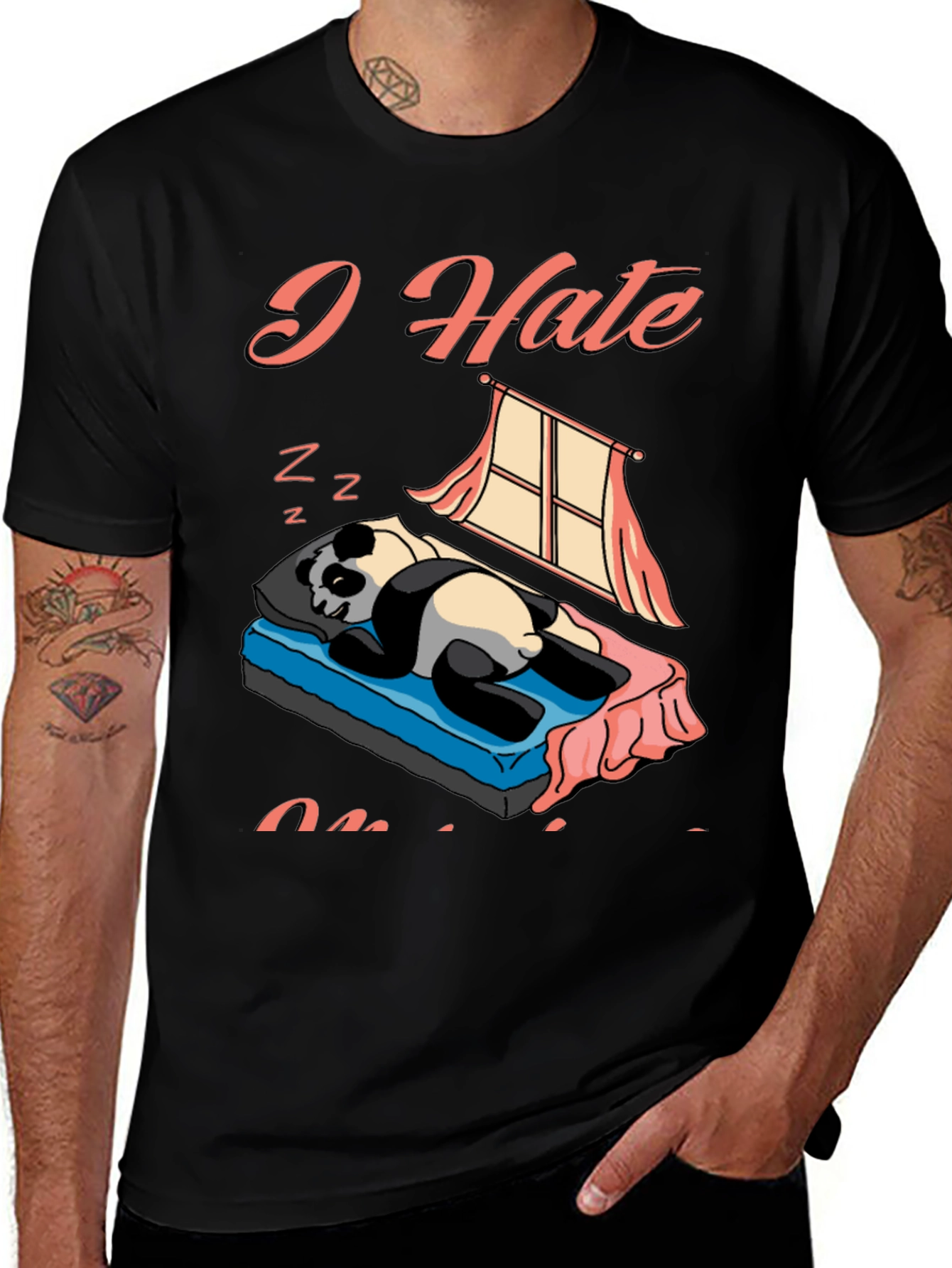 I Hate Mornings Panda Graphic Tee