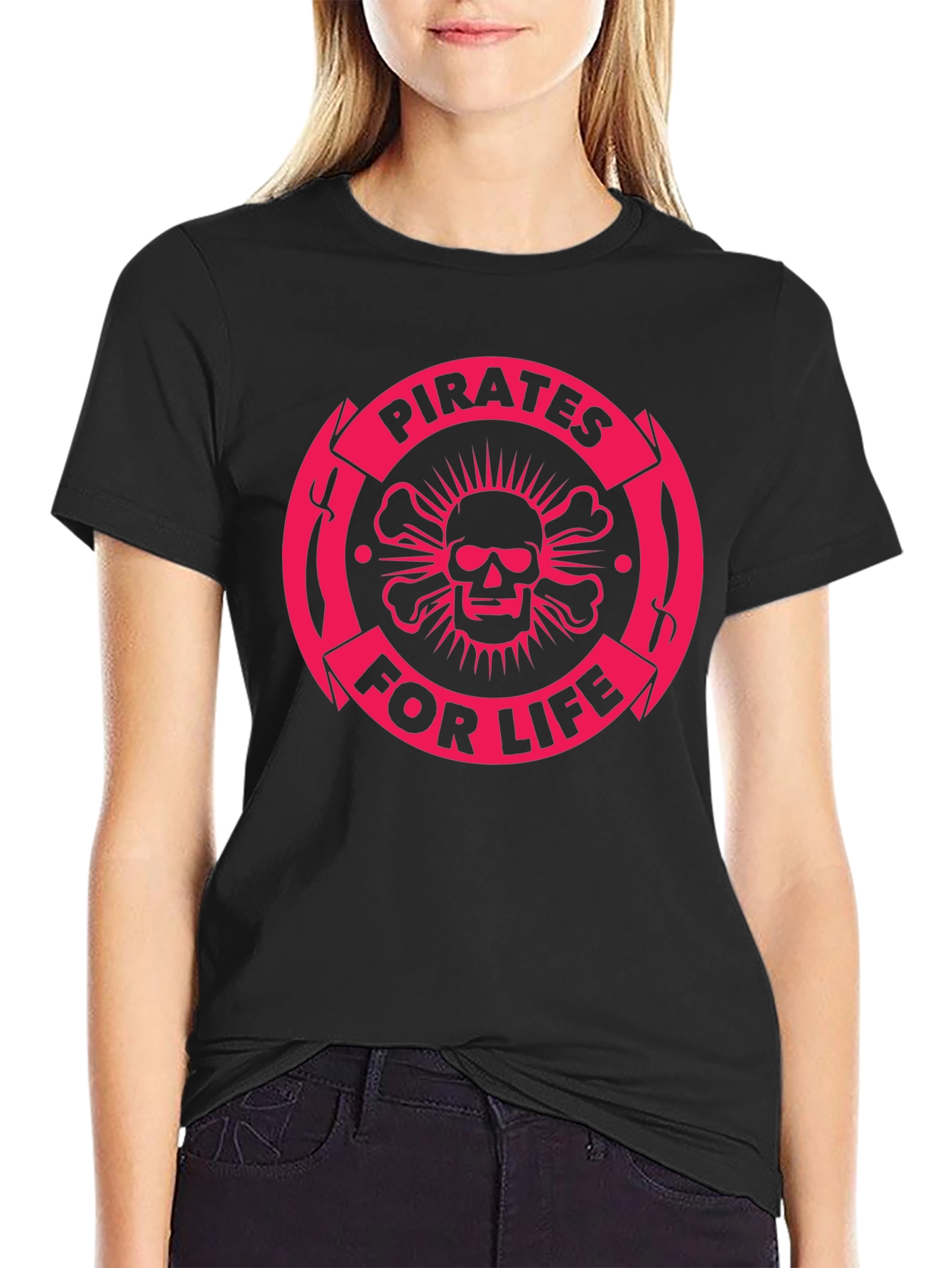 Pirates For Life Graphic Tee - Skull & Crossbones Design