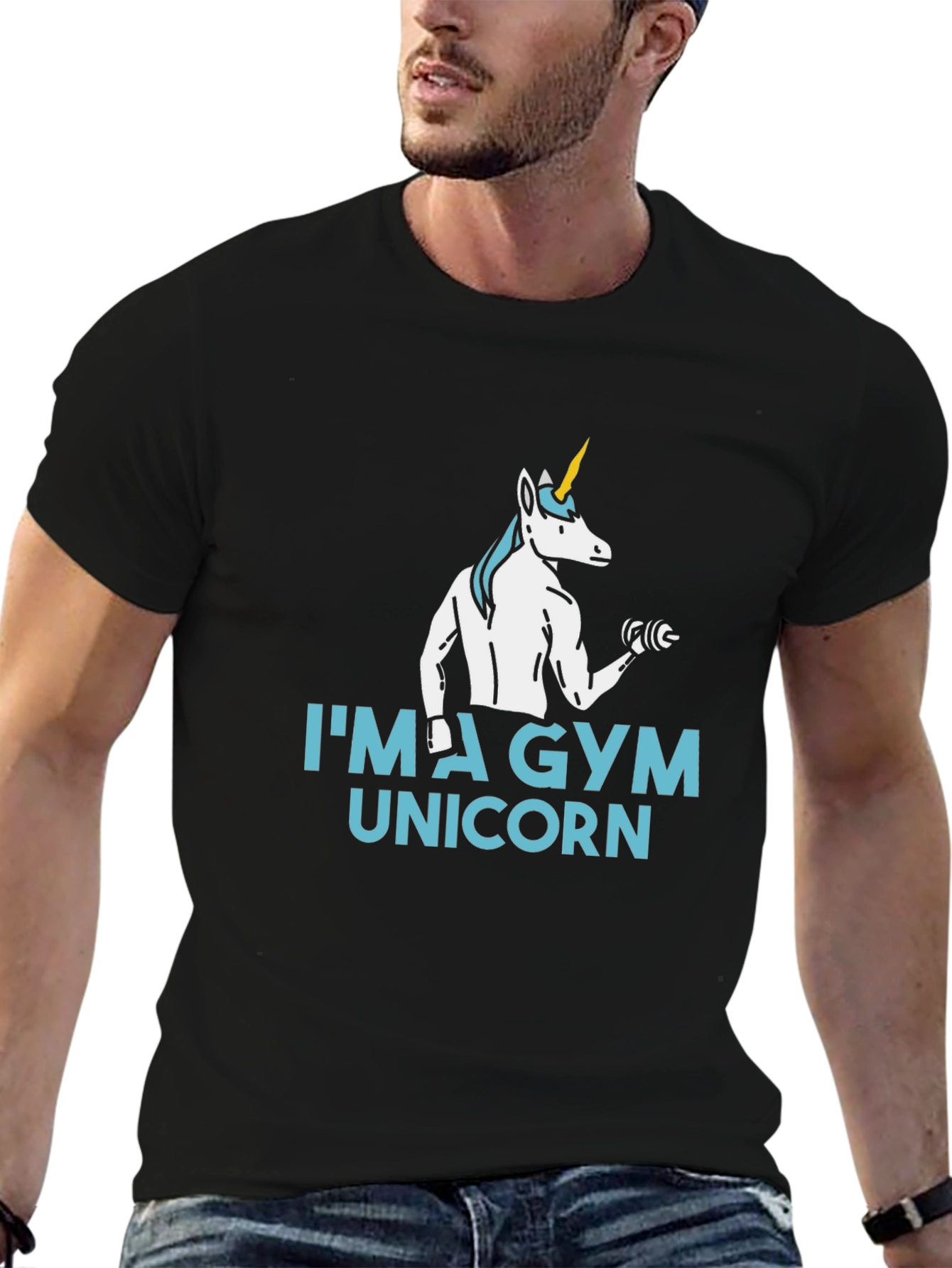 Gym Unicorn Black T-Shirt