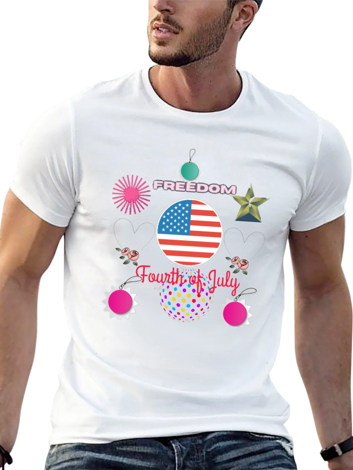 Festive Fourth of July Black T-Shirt