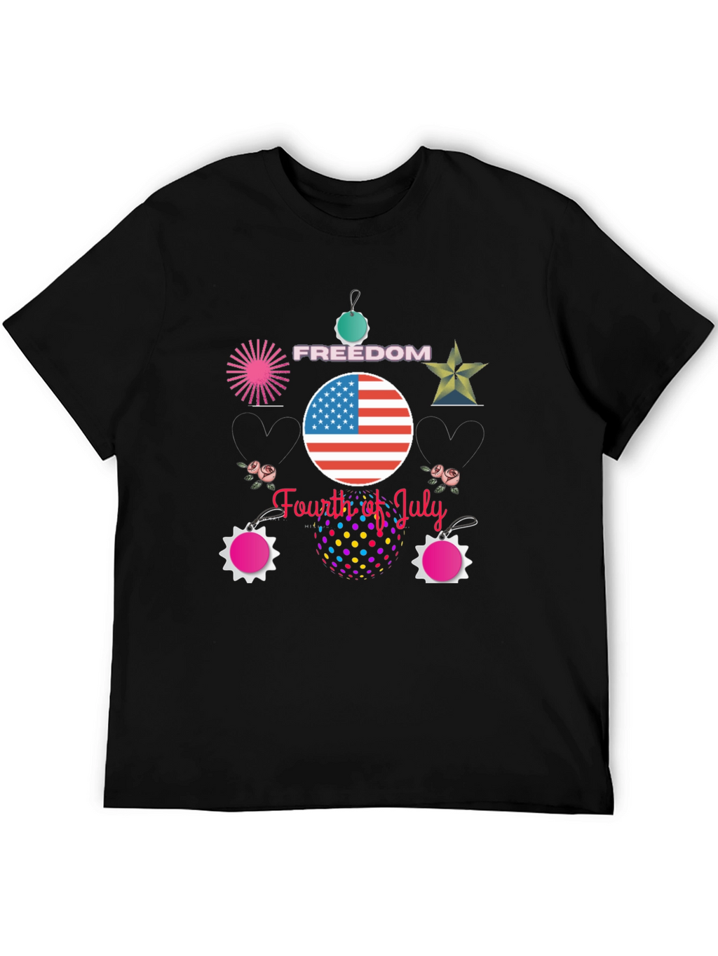 Festive Fourth of July Black T-Shirt