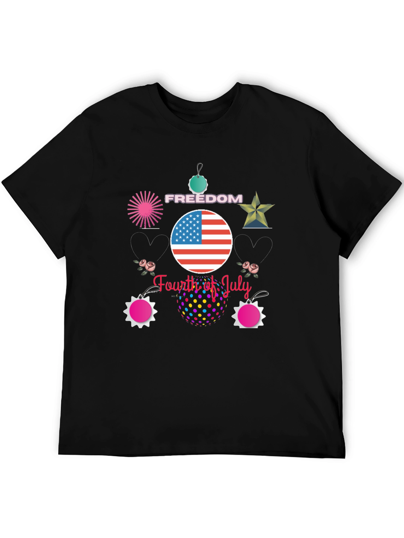Festive Fourth of July Black T-Shirt
