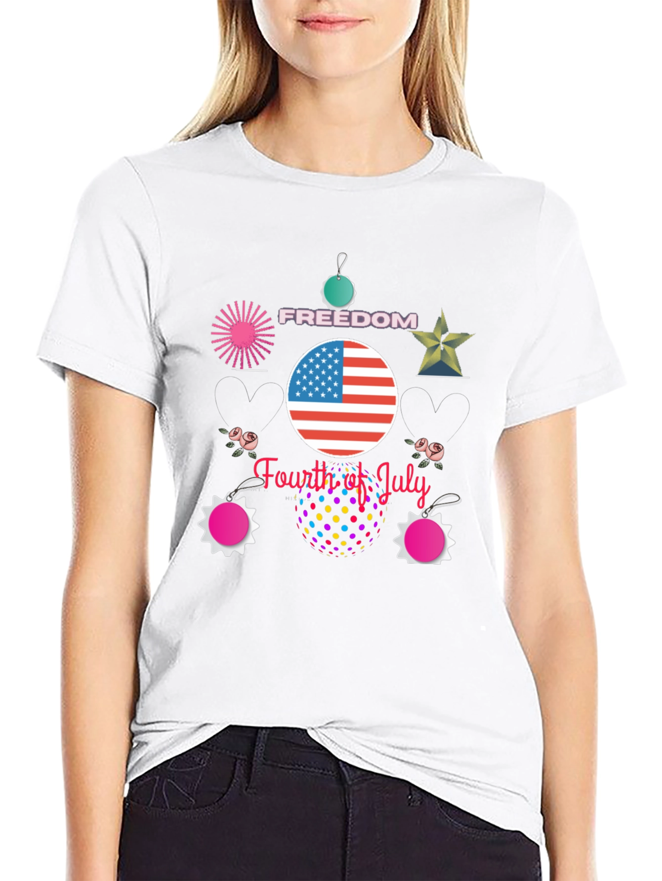 Festive Fourth of July Black T-Shirt
