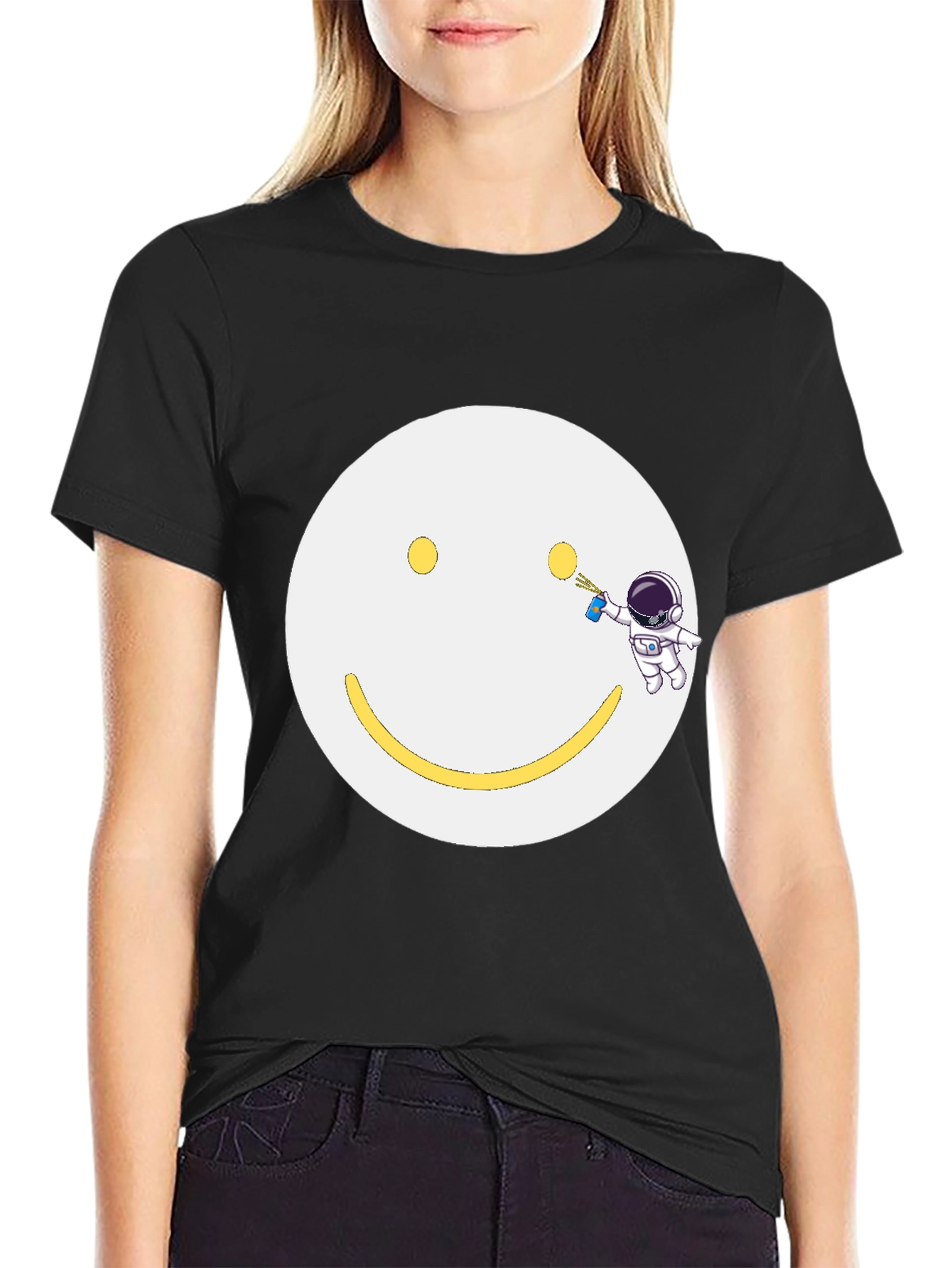 Smiley Face Astronaut T-Shirt - Unique Graphic Tee