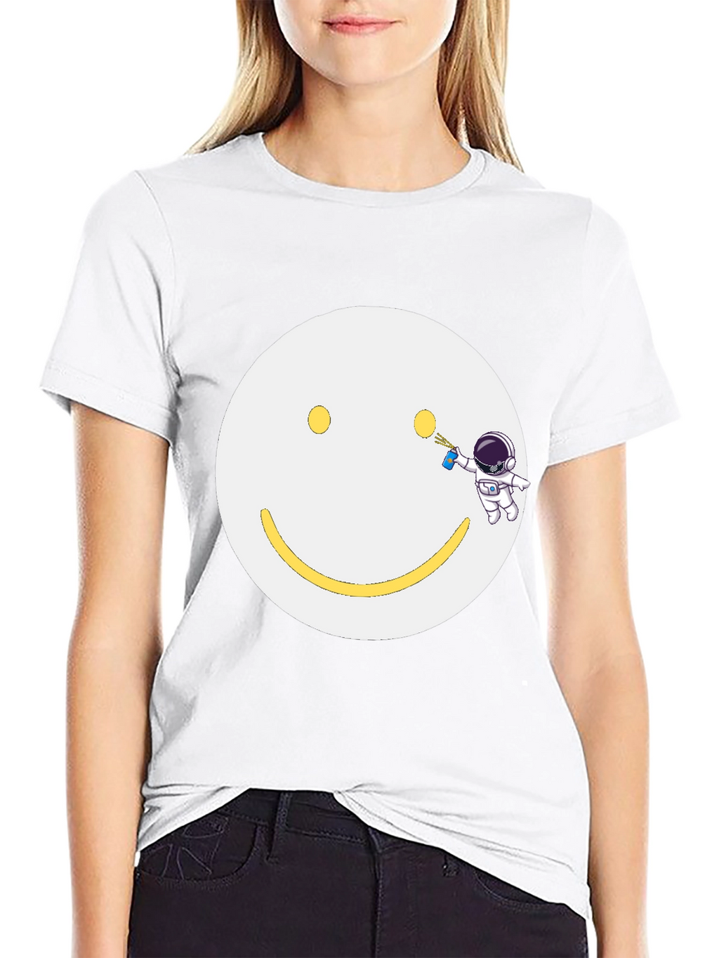 Smiley Face Astronaut T-Shirt - Unique Graphic Tee