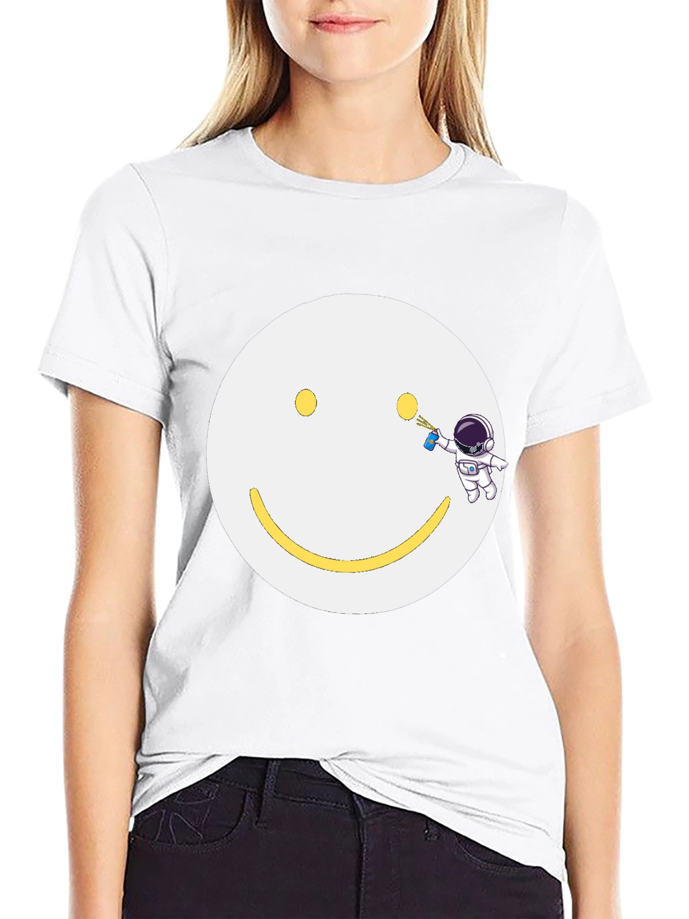 Smiley Face Astronaut T-Shirt - Unique Graphic Tee