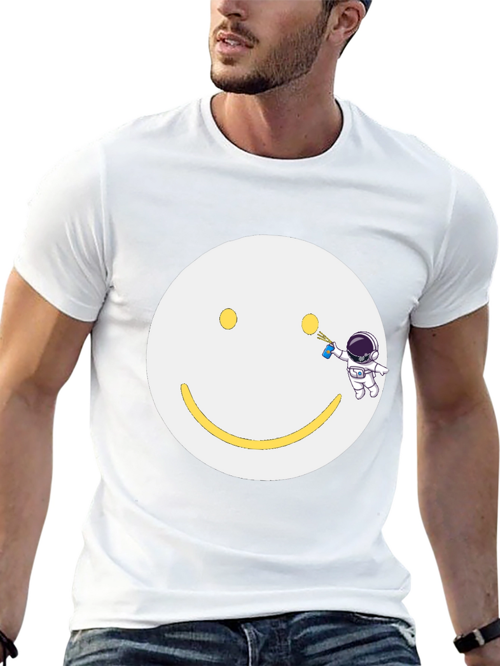 Smiley Face Astronaut T-Shirt - Unique Graphic Tee