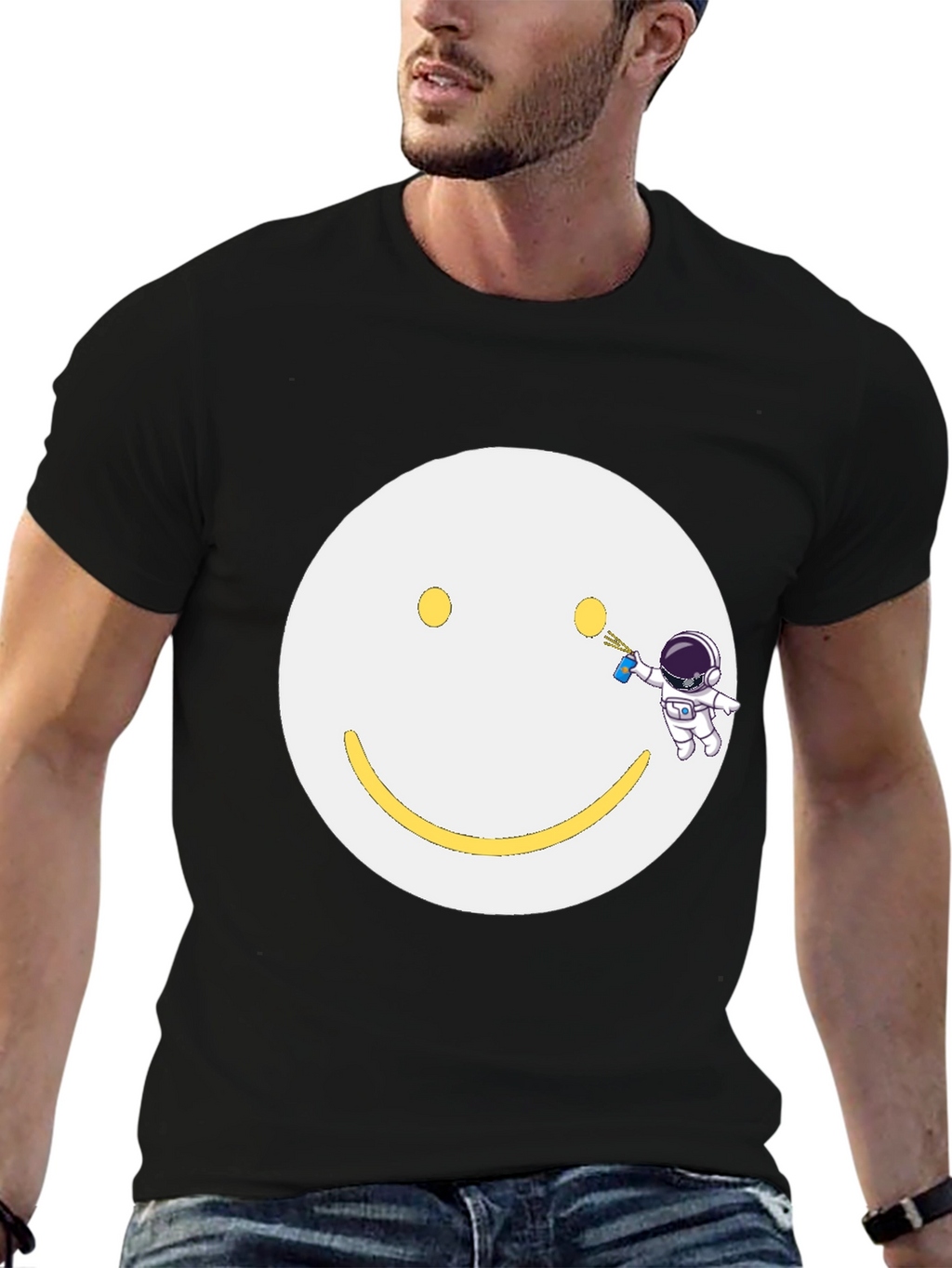 Smiley Face Astronaut T-Shirt - Unique Graphic Tee