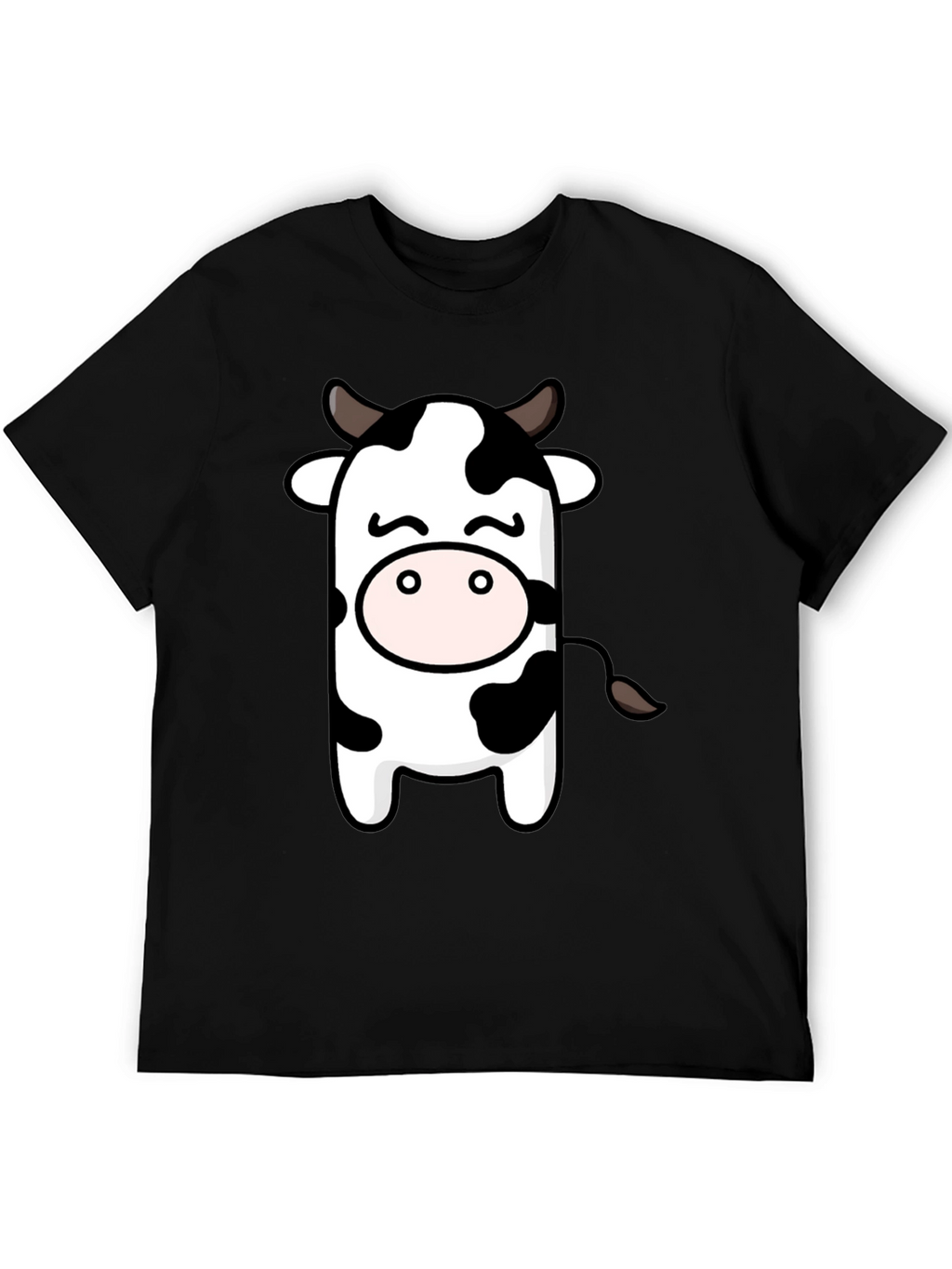 Cute Cow Graphic Black T-Shirt