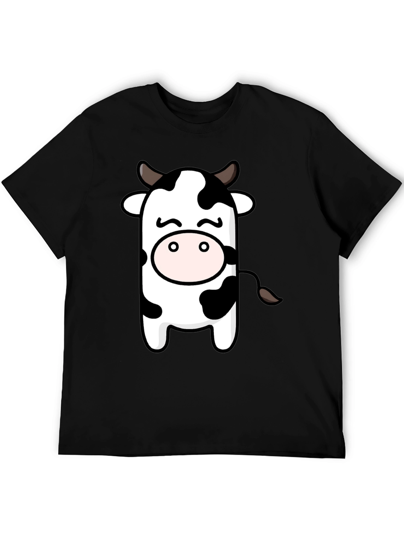 Cute Cow Graphic Black T-Shirt
