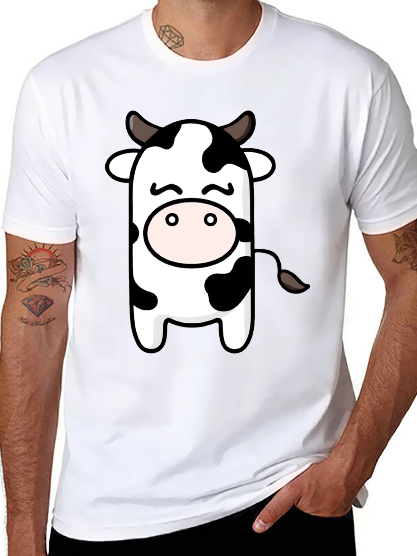 Cute Cow Graphic Black T-Shirt
