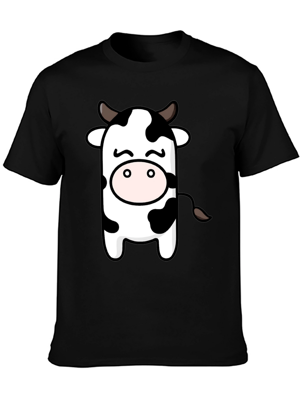 Cute Cow Graphic Black T-Shirt