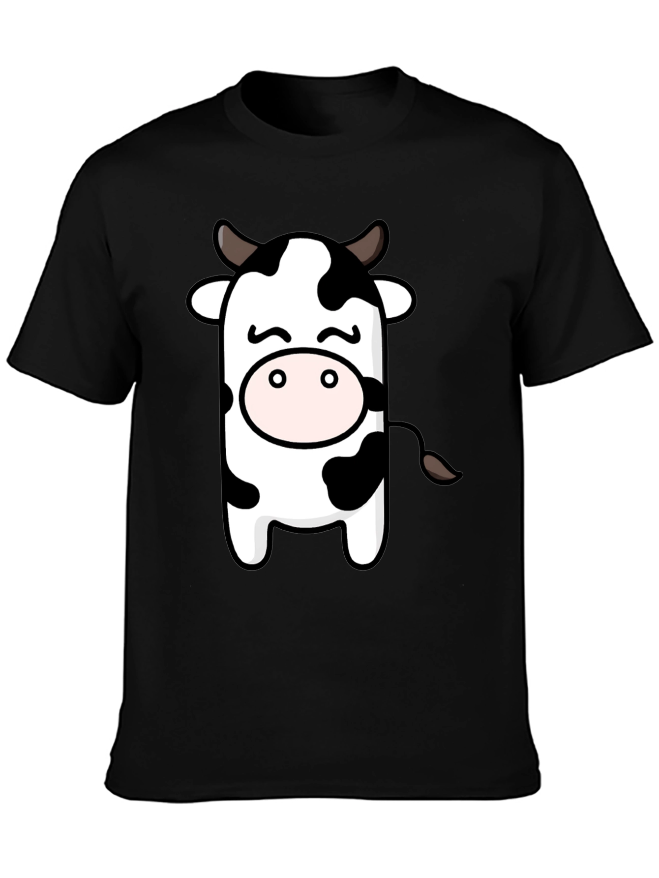 Cute Cow Graphic Black T-Shirt
