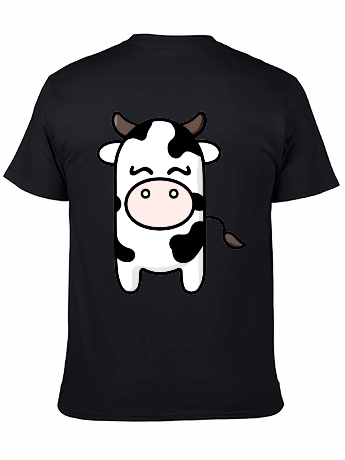 Cute Cow Graphic Black T-Shirt