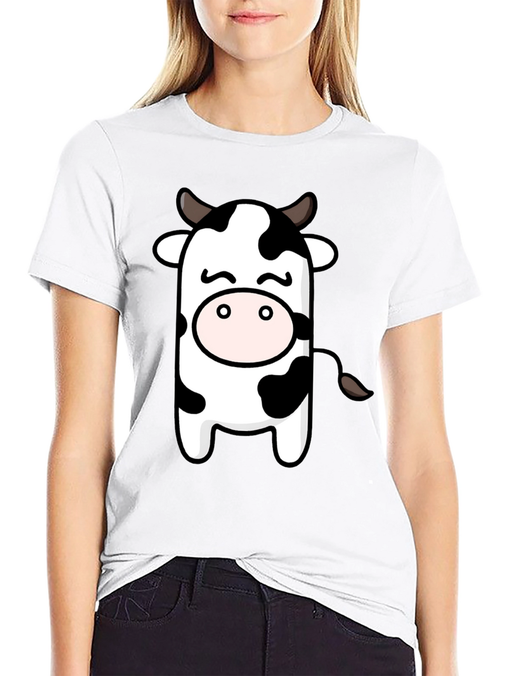 Cute Cow Graphic Black T-Shirt