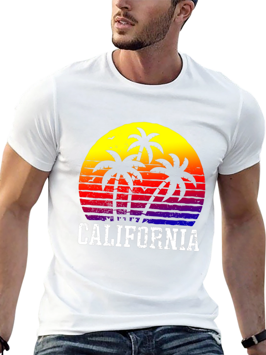 California Sunset Palm Tree Graphic T-Shirt
