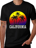 California Sunset Palm Tree Graphic T-Shirt