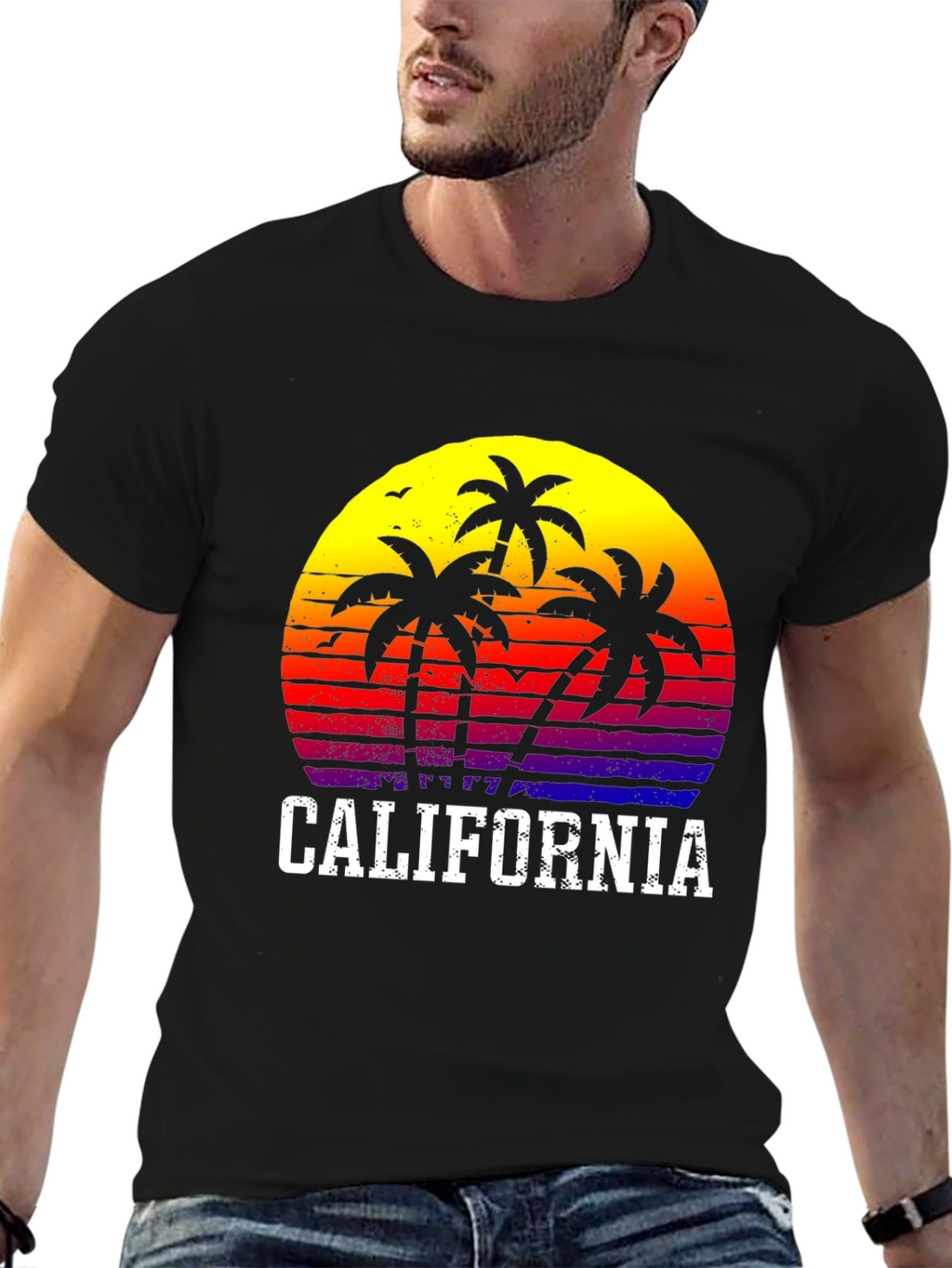 California Sunset Palm Tree Graphic T-Shirt
