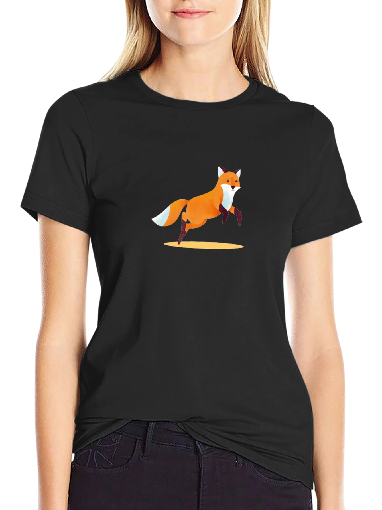 Fox Graphic Tee - Black Cotton Casual T-Shirt