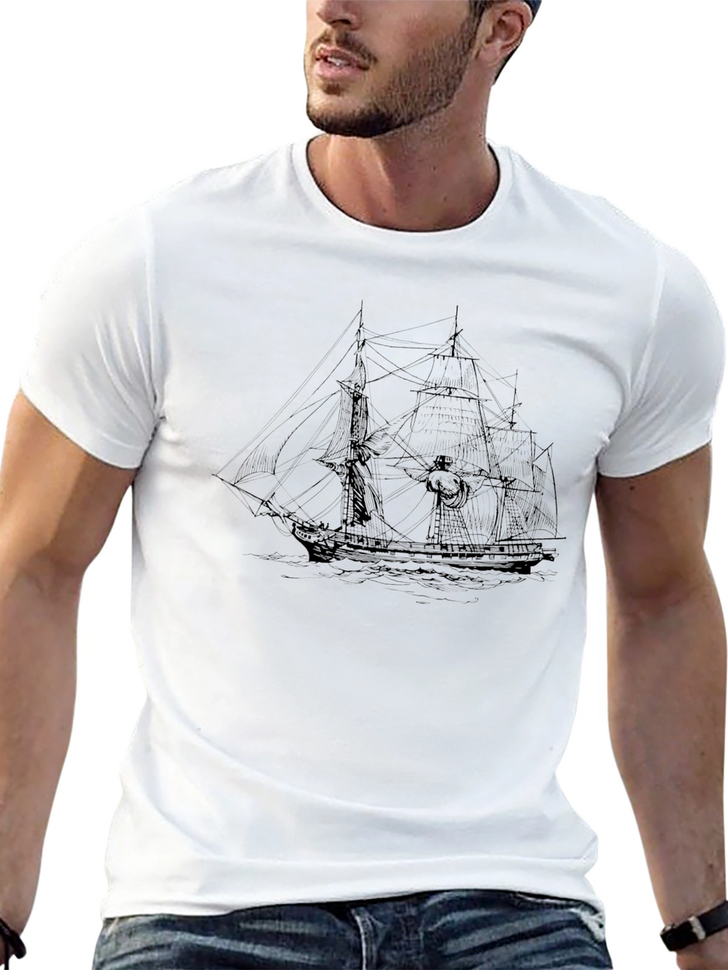 Classic Ship Graphic T-Shirt - Black