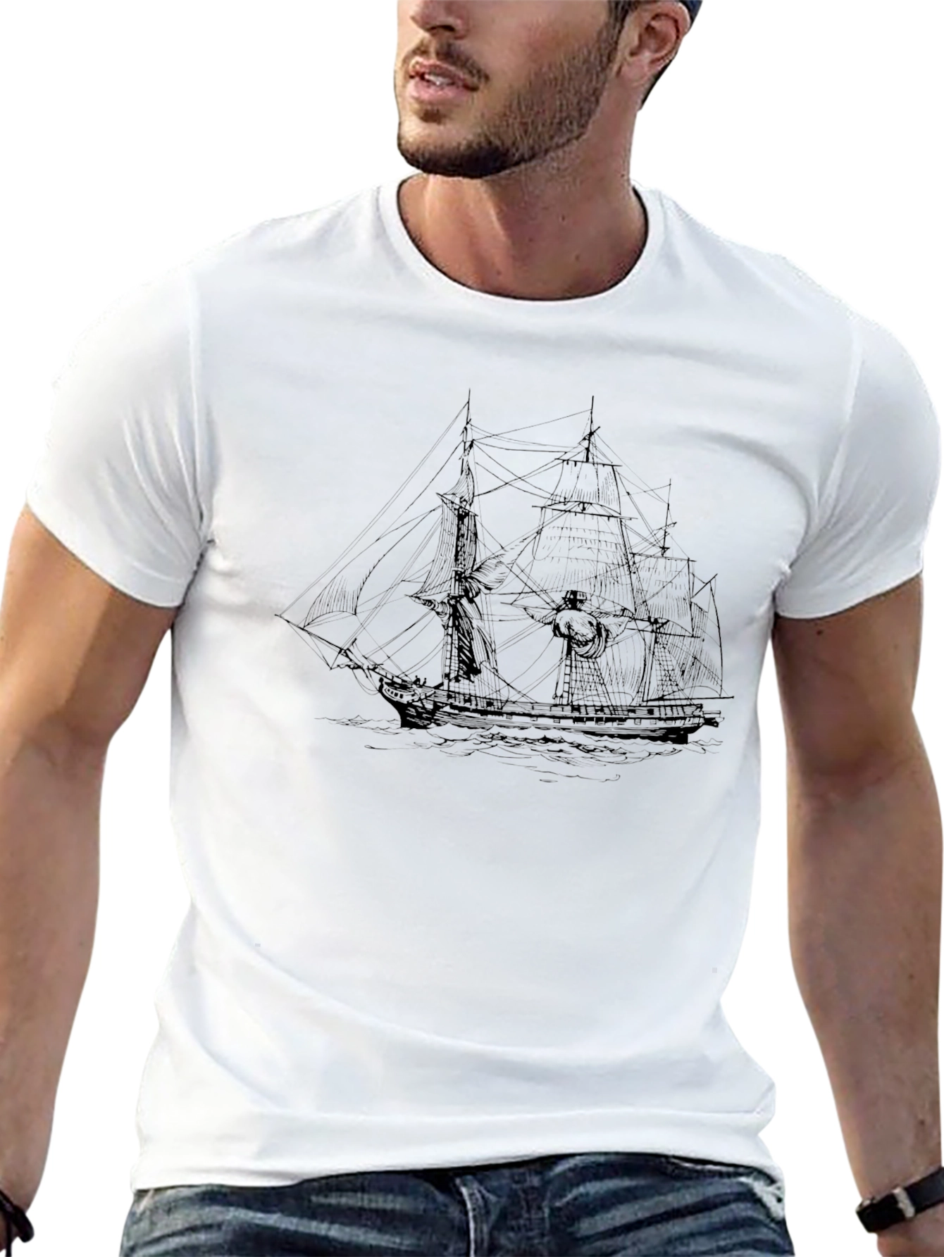 Classic Ship Graphic T-Shirt - Black