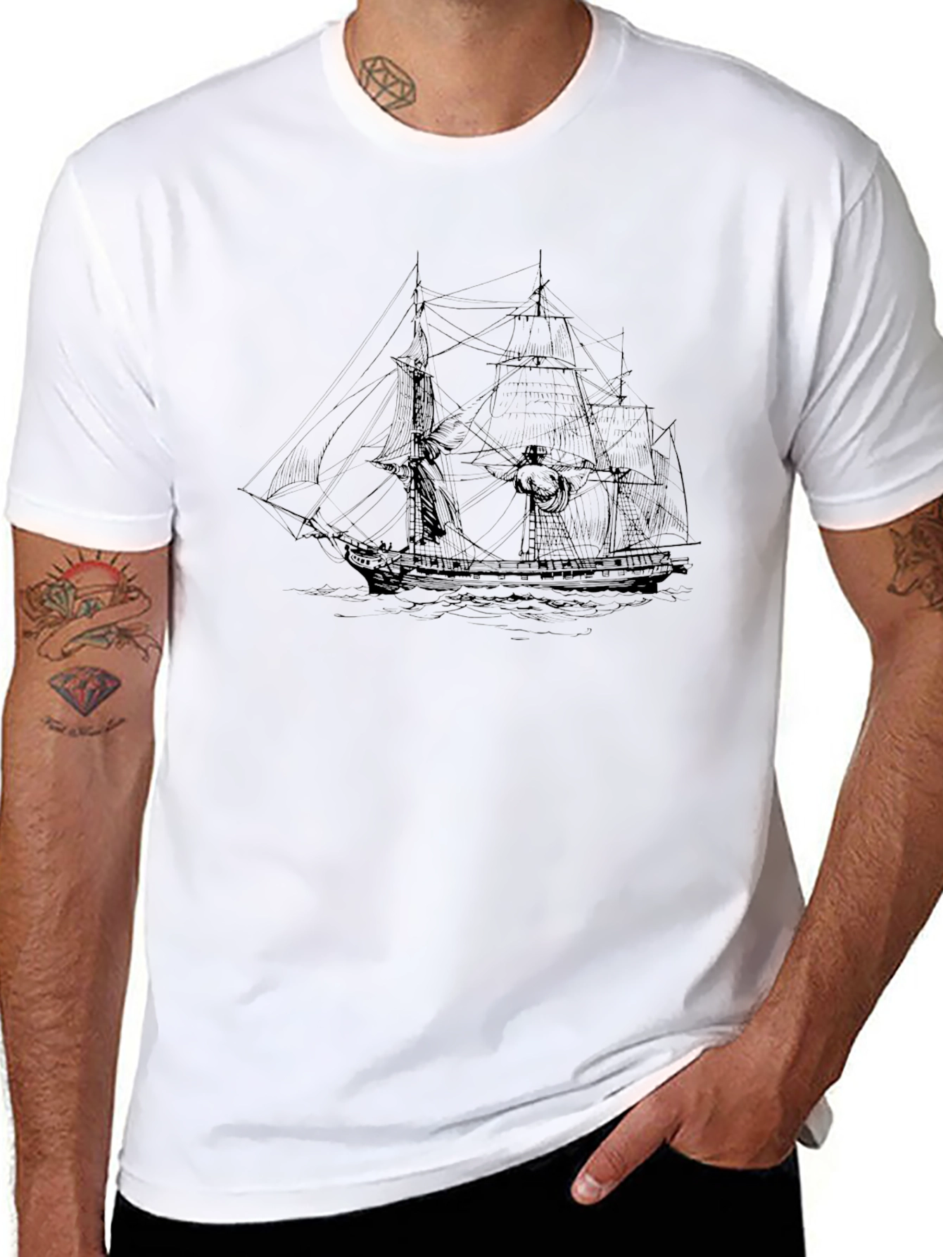 Classic Ship Graphic T-Shirt - Black