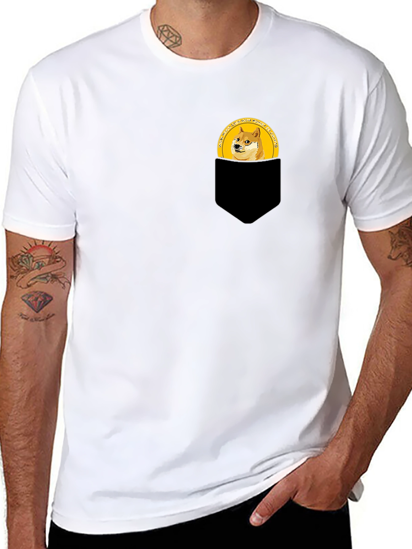Doge Coin Pocket Tee - Black