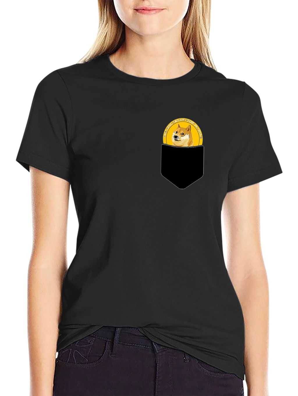 Doge Coin Pocket Tee - Black