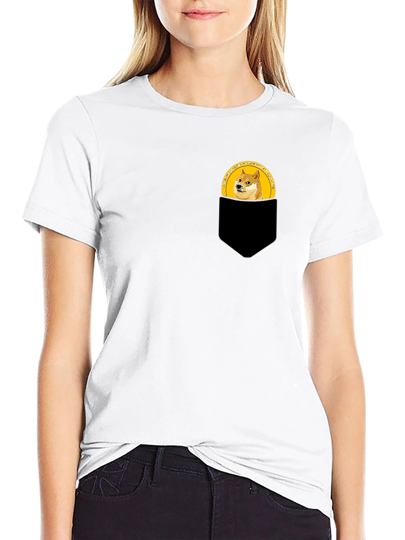 Doge Coin Pocket Tee - Black