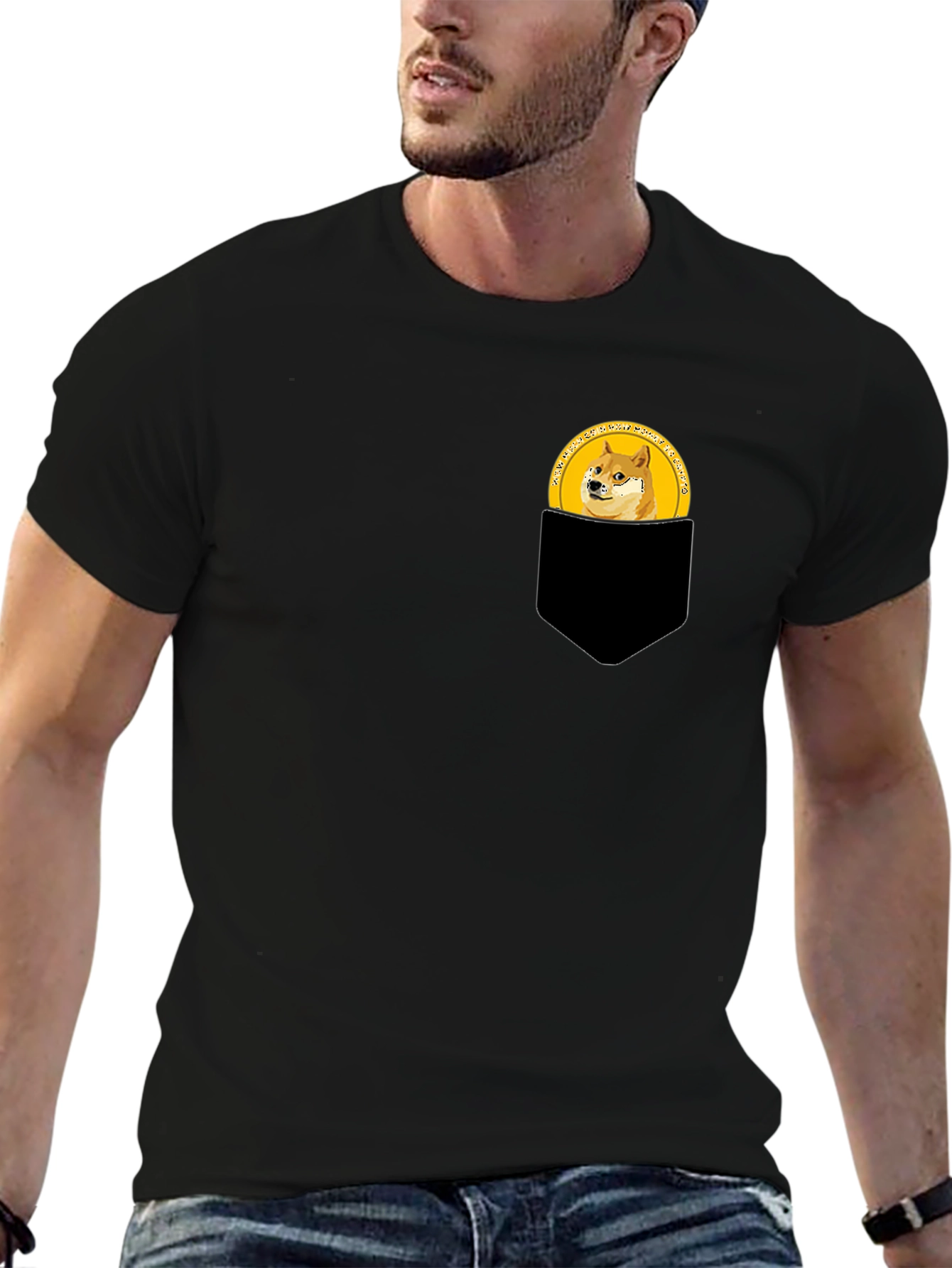 Doge Coin Pocket Tee - Black