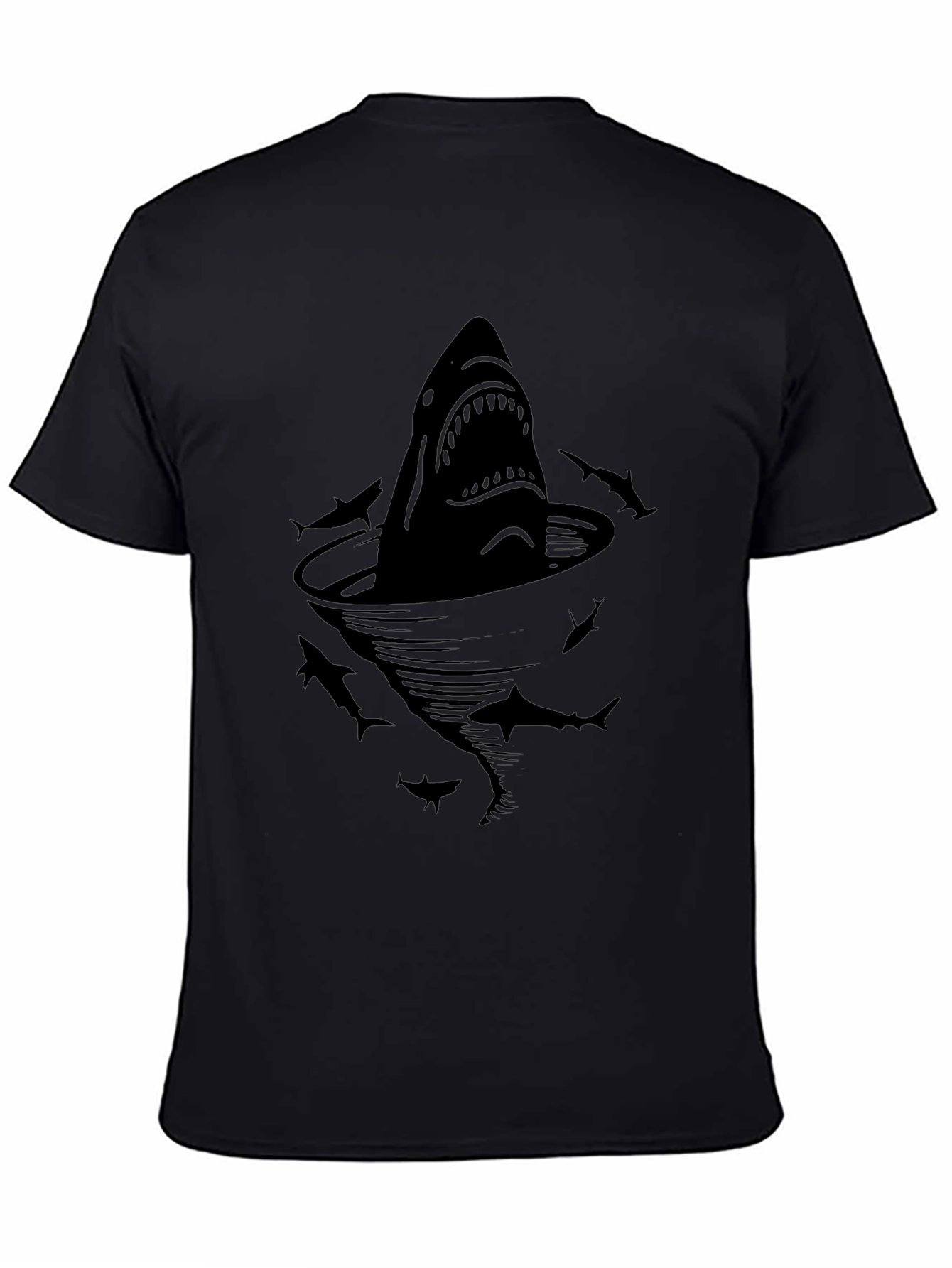 Shark Attack Graphic Tee - Black Cotton
