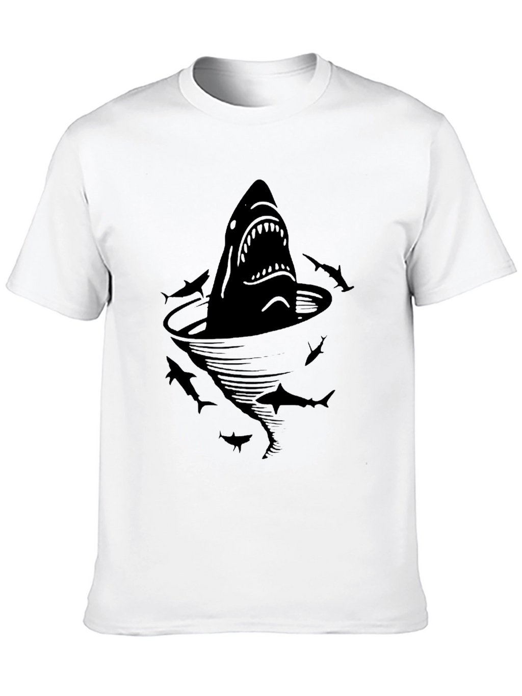 Shark Attack Graphic Tee - Black Cotton