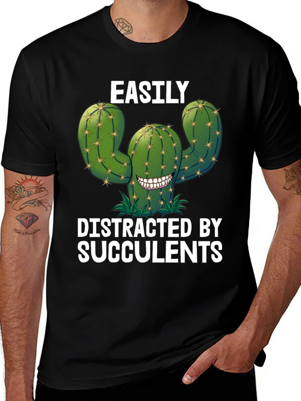 Easily Distracted by Succulents Funny T-Shirt
