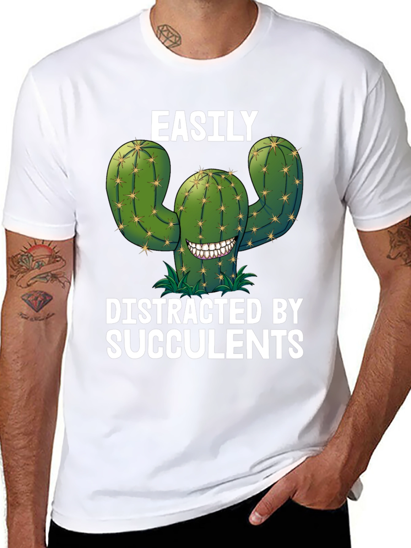 Easily Distracted by Succulents Funny T-Shirt