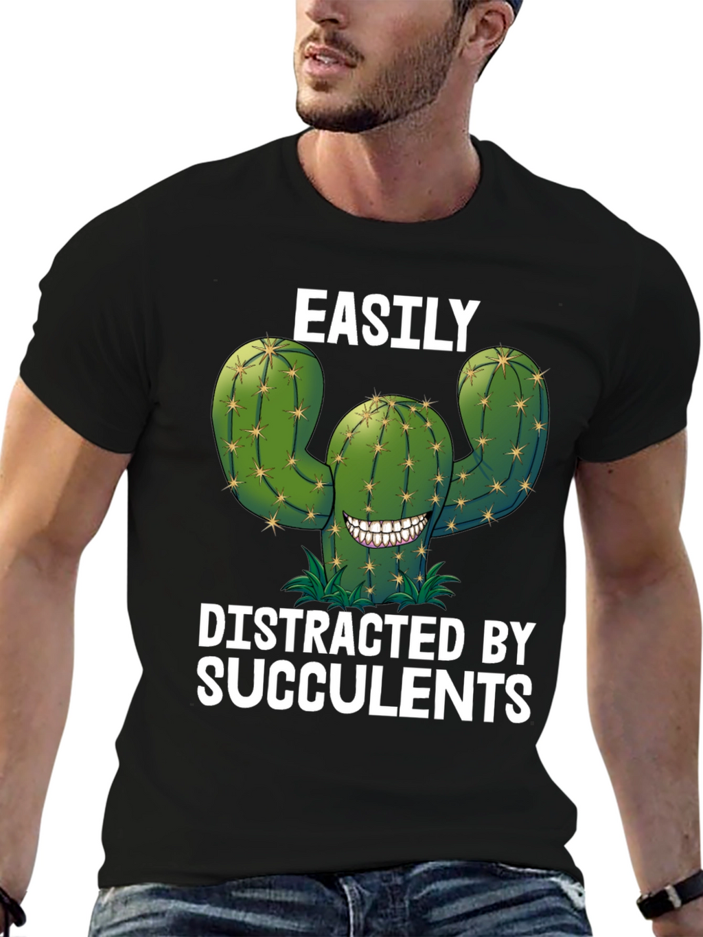 Easily Distracted by Succulents Funny T-Shirt