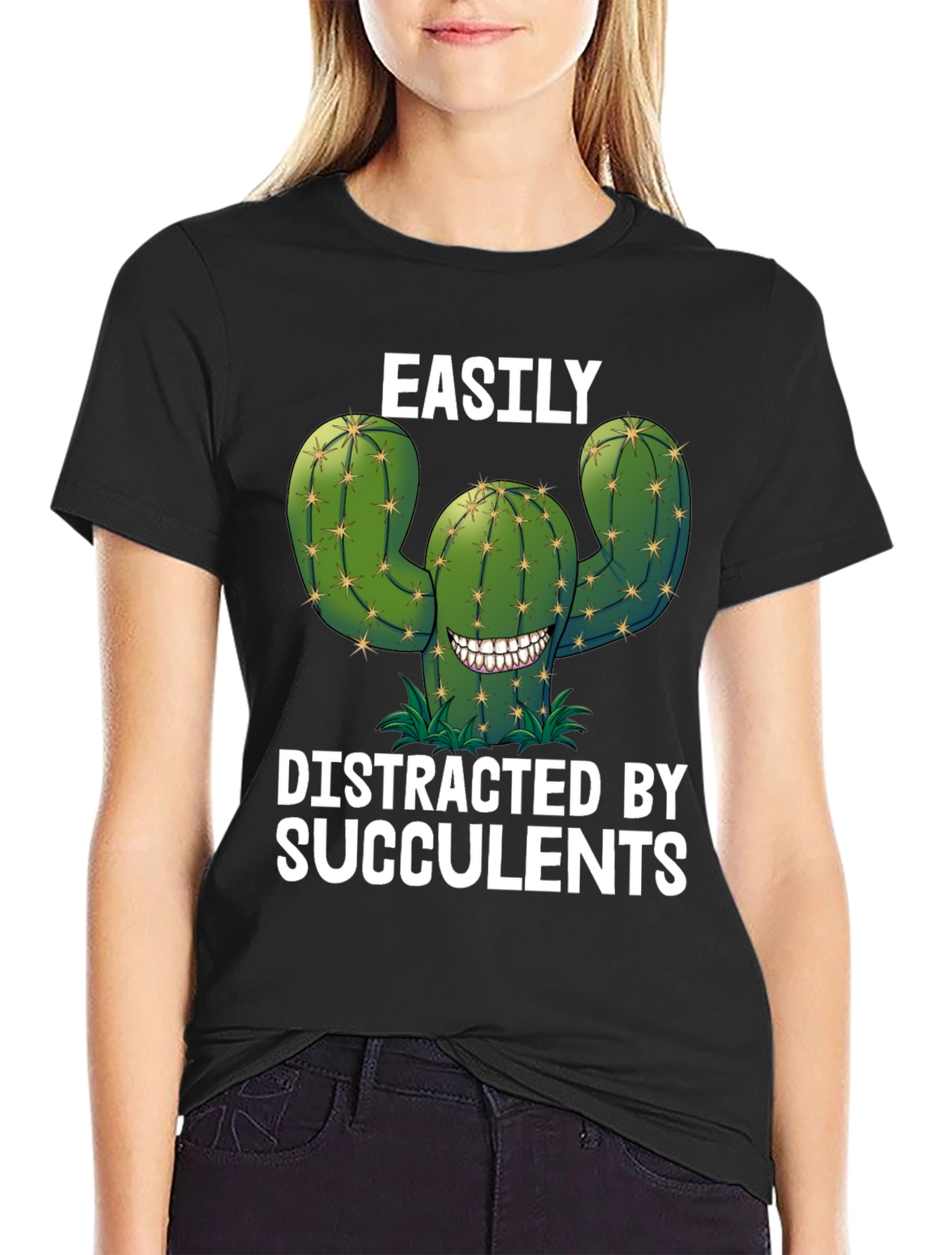 Easily Distracted by Succulents Funny T-Shirt