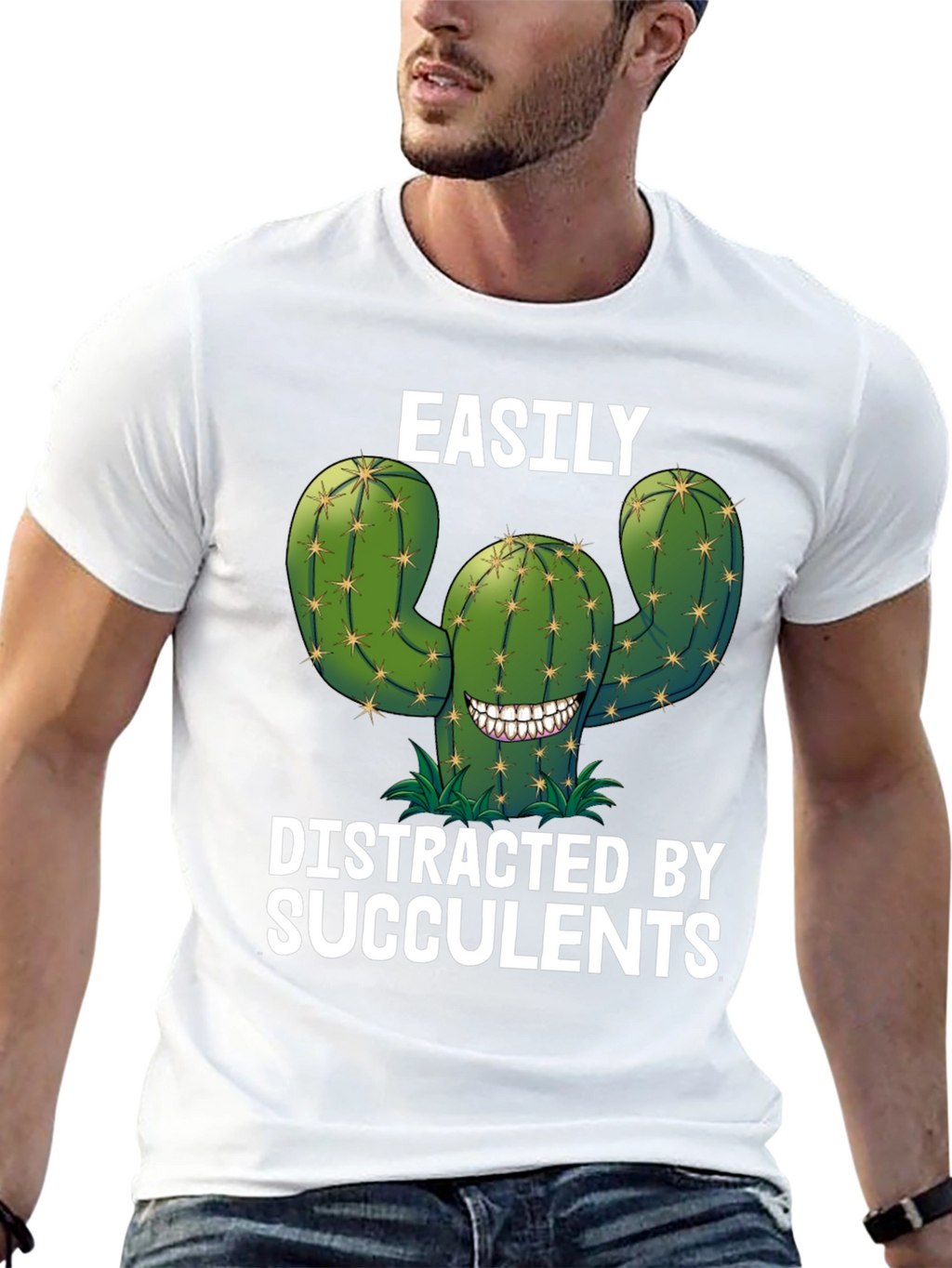 Easily Distracted by Succulents Funny T-Shirt