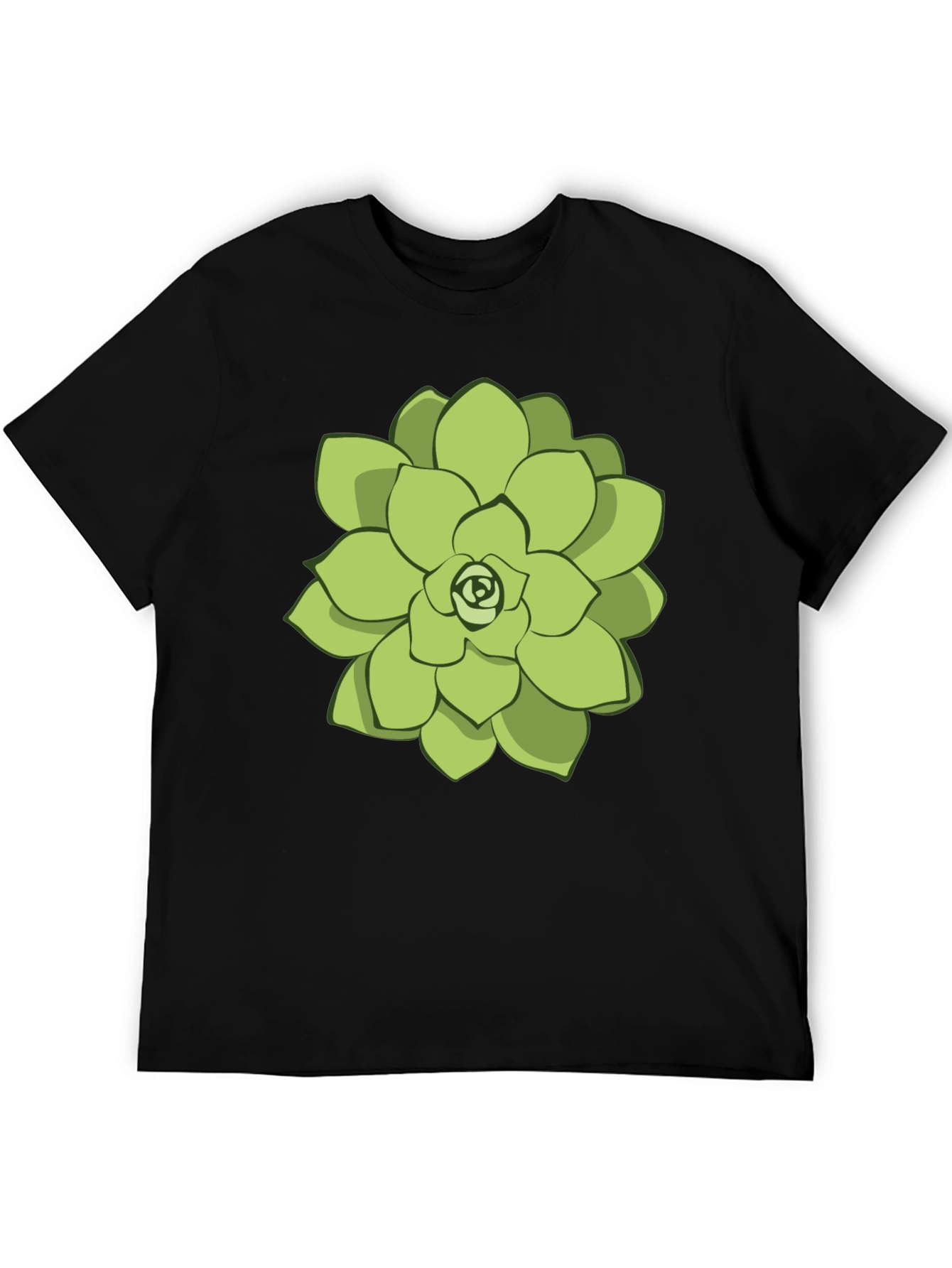 Succulent Graphic Tee - Black Cotton Casual Shirt